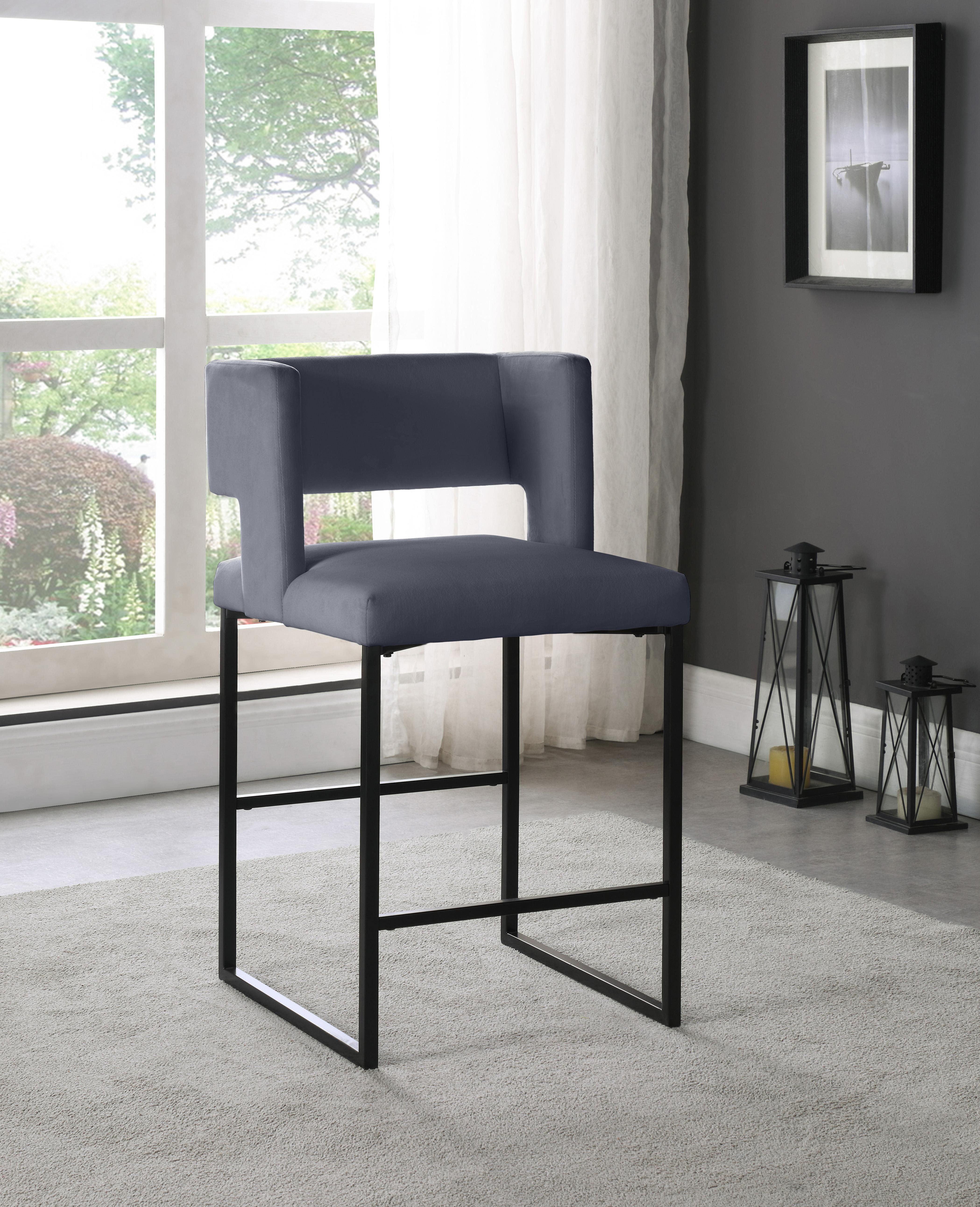 Caleb Grey Velvet Counter Stool - Luxury Home Furniture (MI)