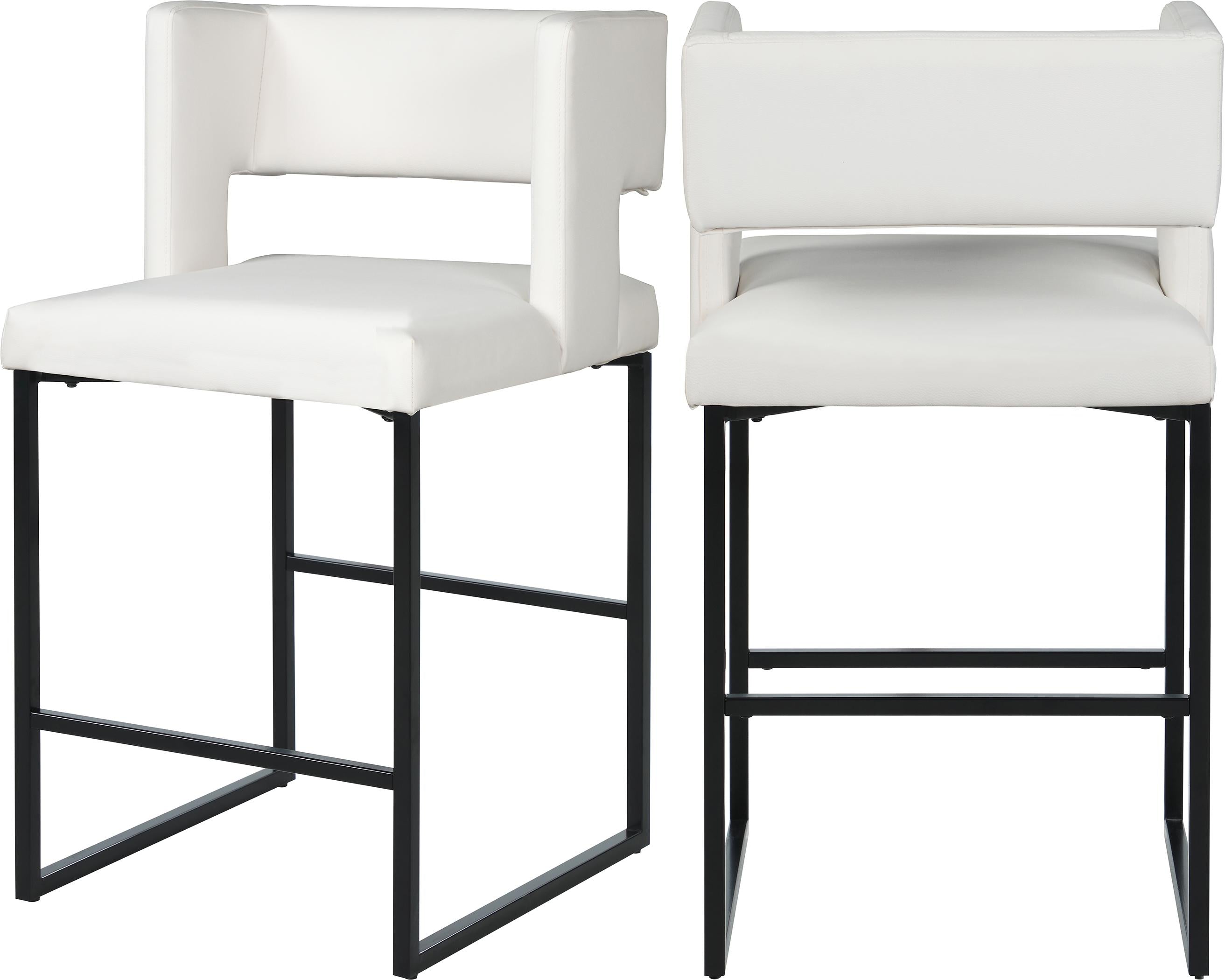 Caleb White Faux Leather Counter Stool - Luxury Home Furniture (MI)