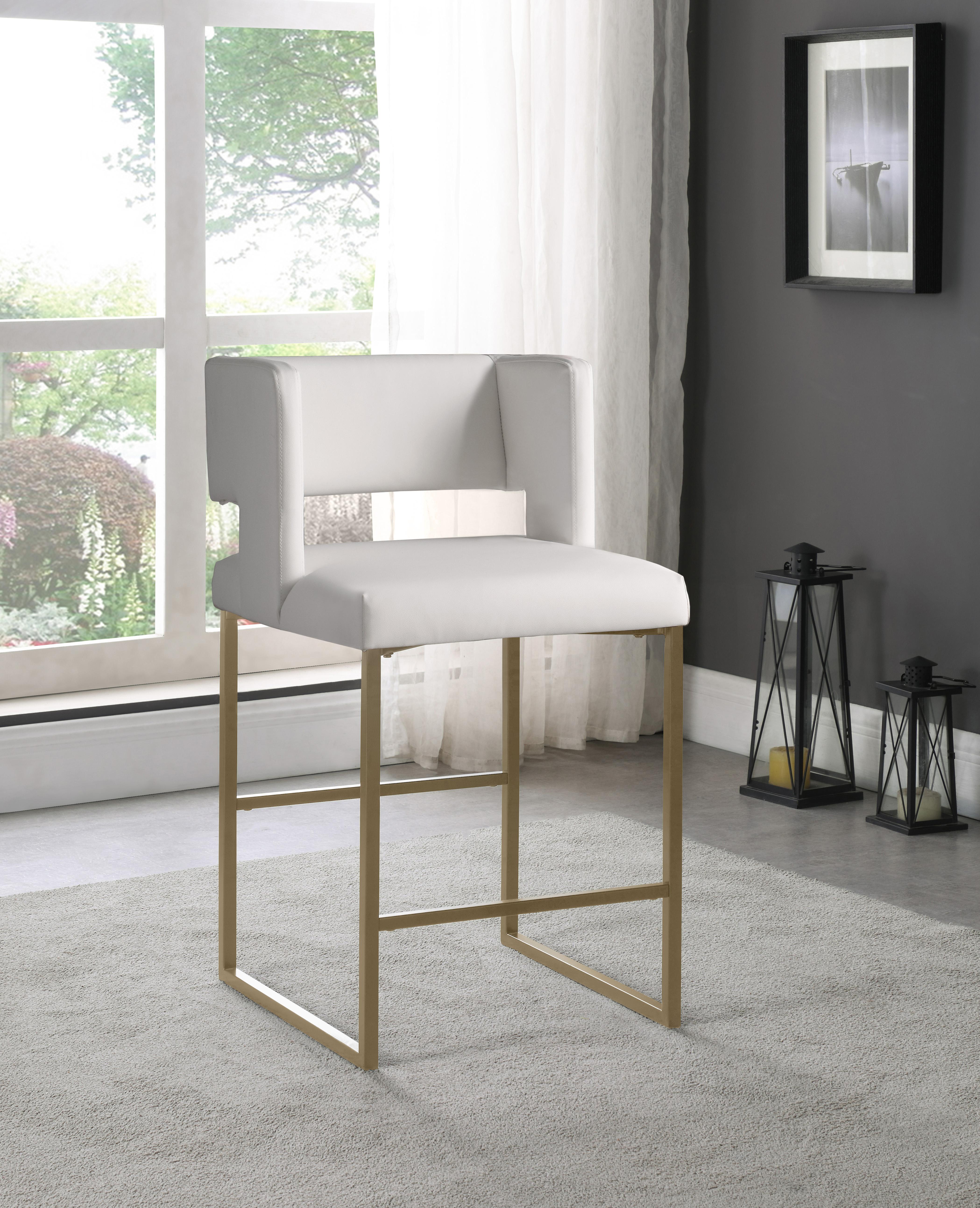 Caleb White Faux Leather Counter Stool - Luxury Home Furniture (MI)