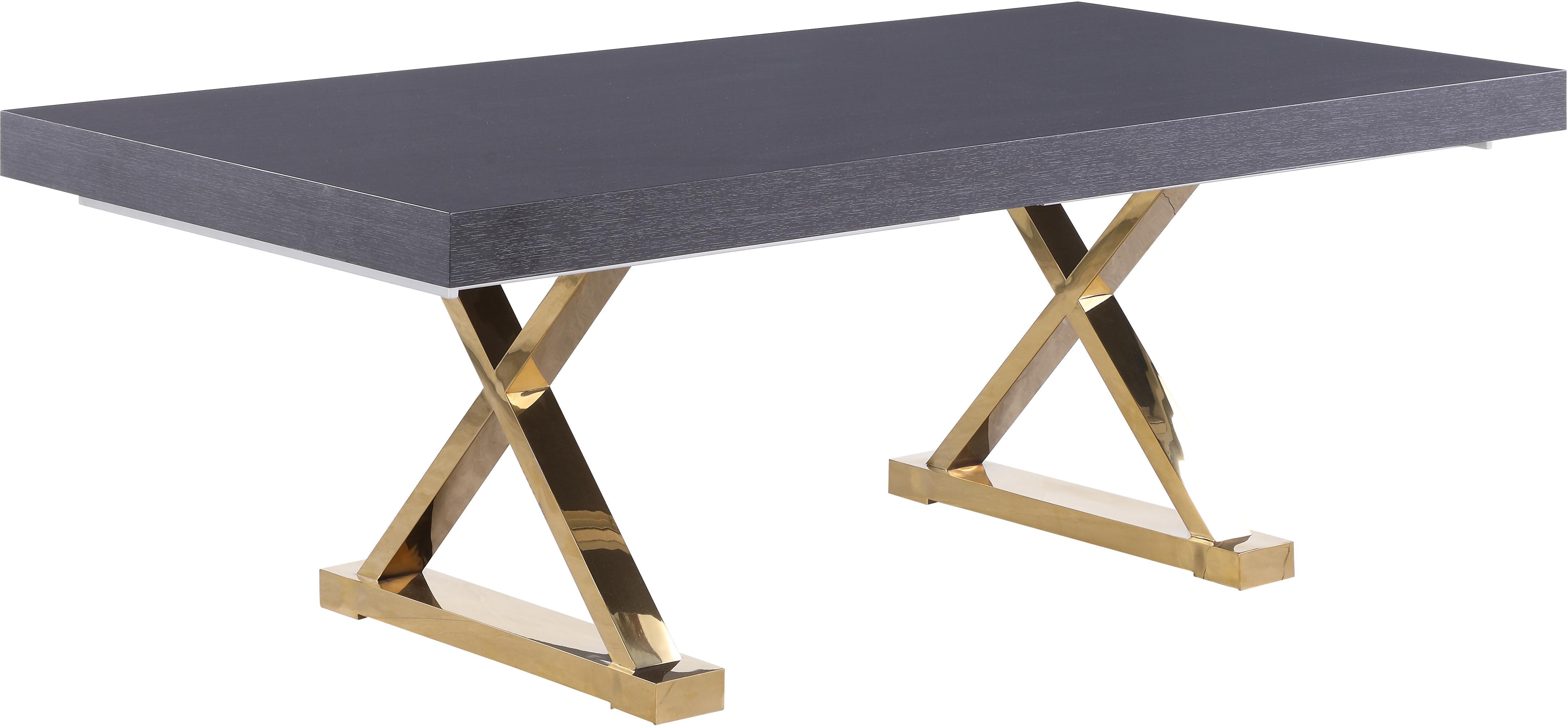 Excel Grey Oak Veneer Lacquer Extendable Dining Table (3 Boxes) - Luxury Home Furniture (MI)