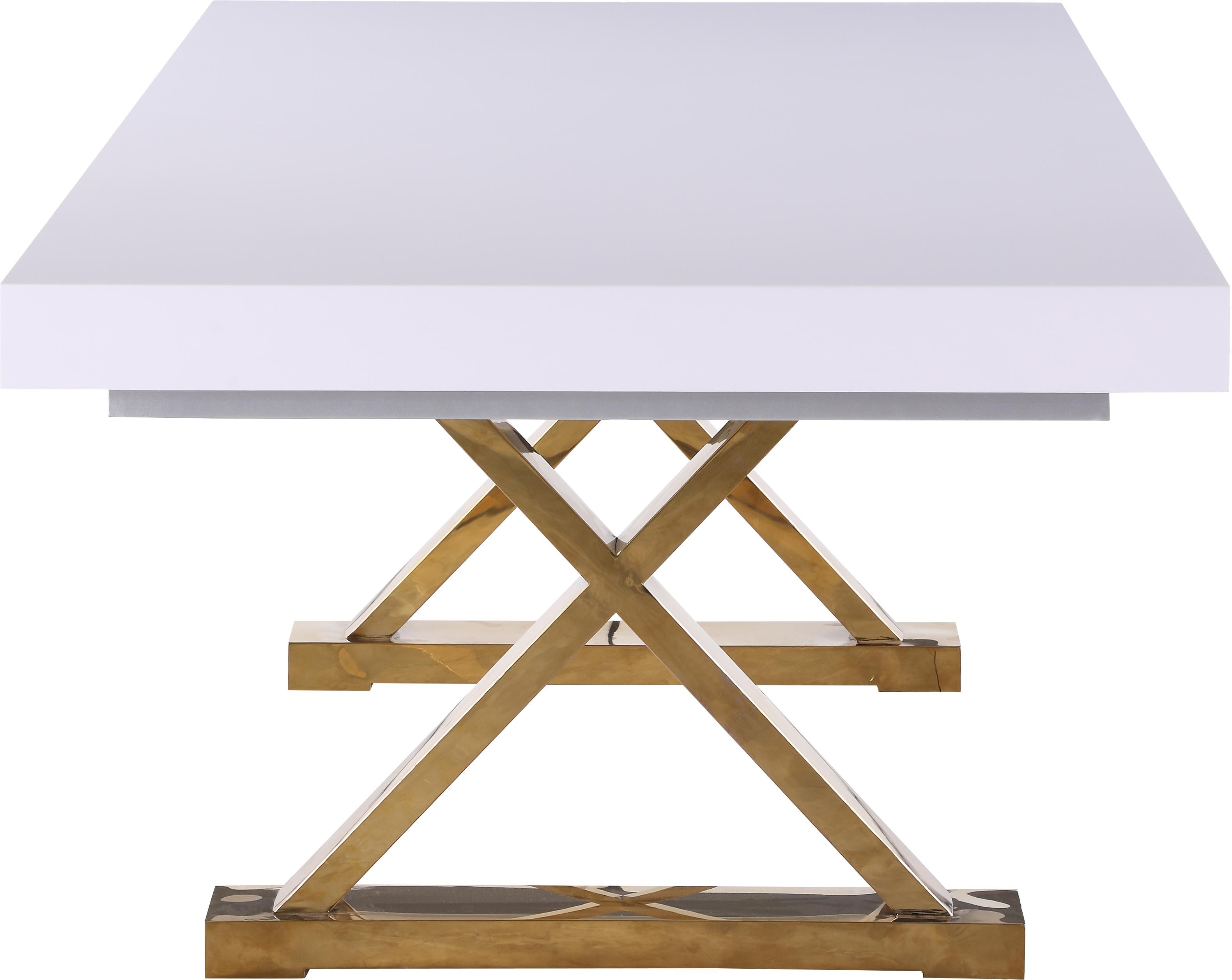 Excel White Lacquer Extendable Dining Table (3 Boxes) - Luxury Home Furniture (MI)