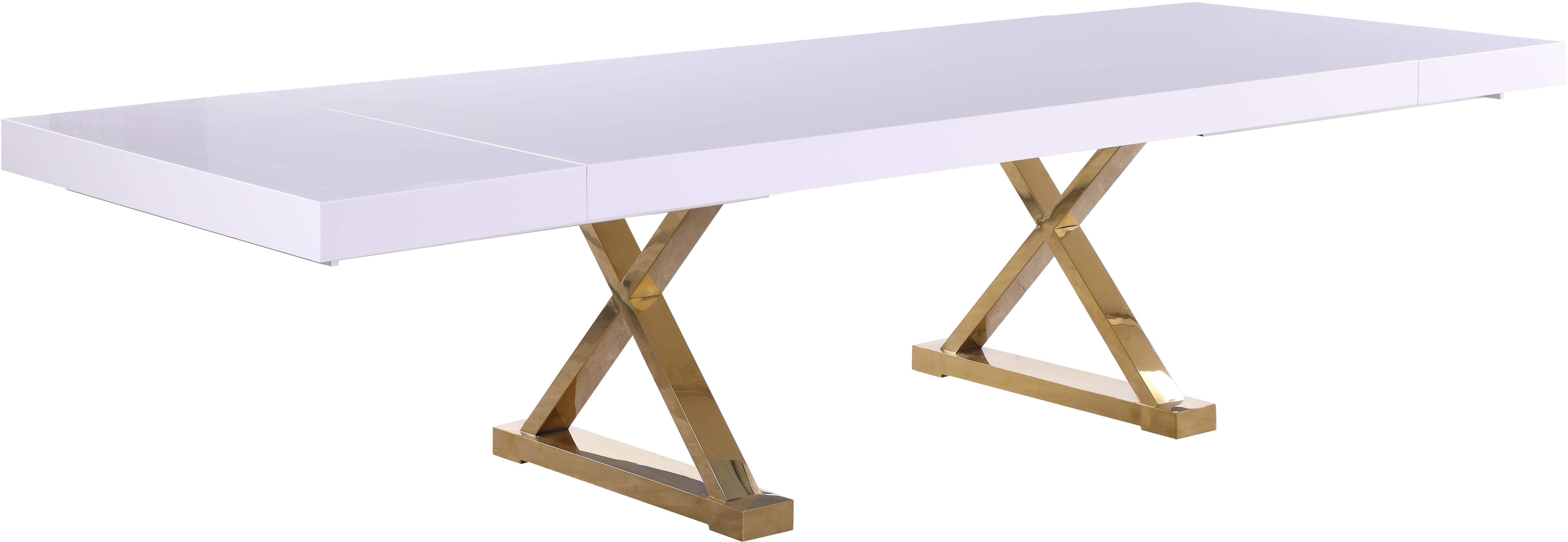 Excel White Lacquer Extendable Dining Table (3 Boxes) - Luxury Home Furniture (MI)