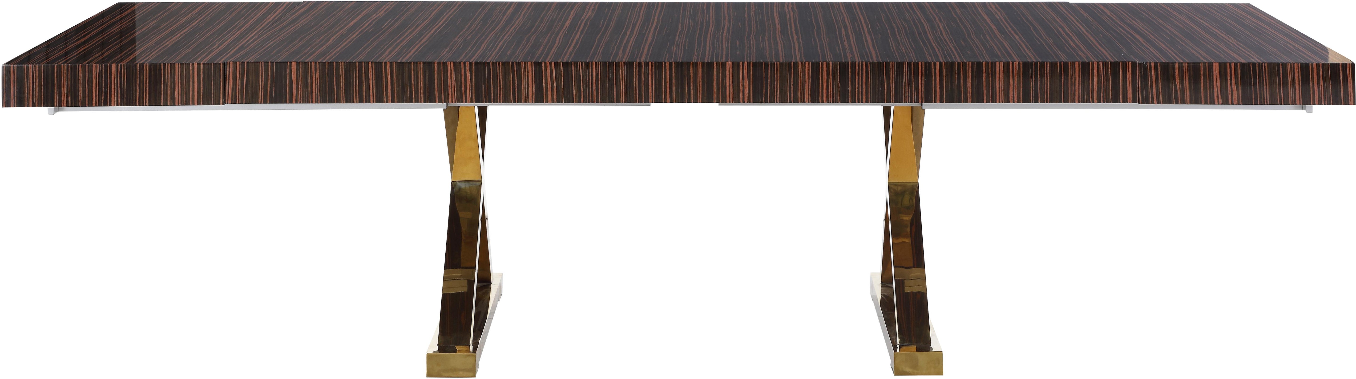 Excel Brown Zebra Wood Veneer Lacquer Extendable Dining Table (3 Boxes) - Luxury Home Furniture (MI)
