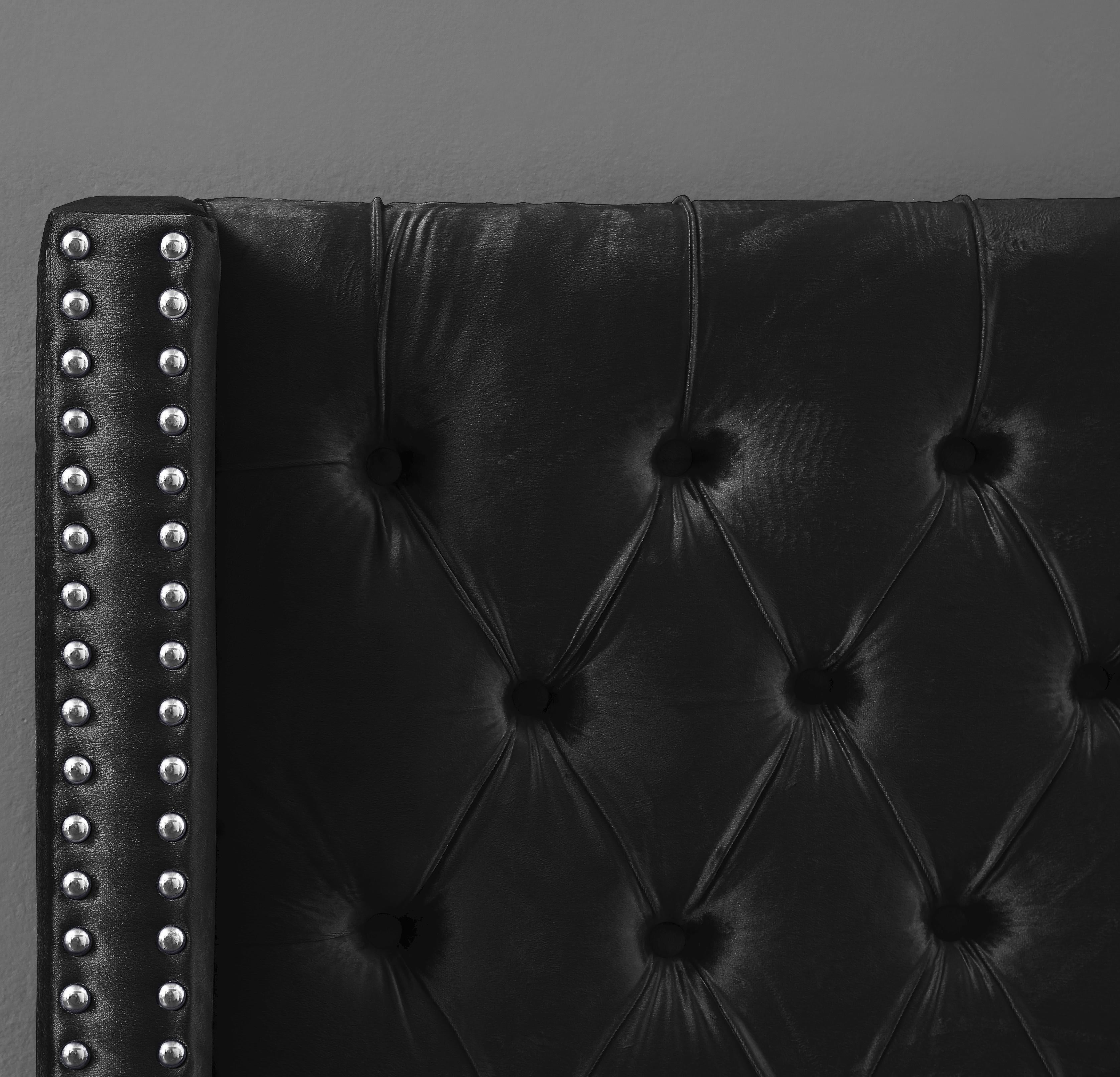 Aiden Black Velvet Queen Bed - Luxury Home Furniture (MI)