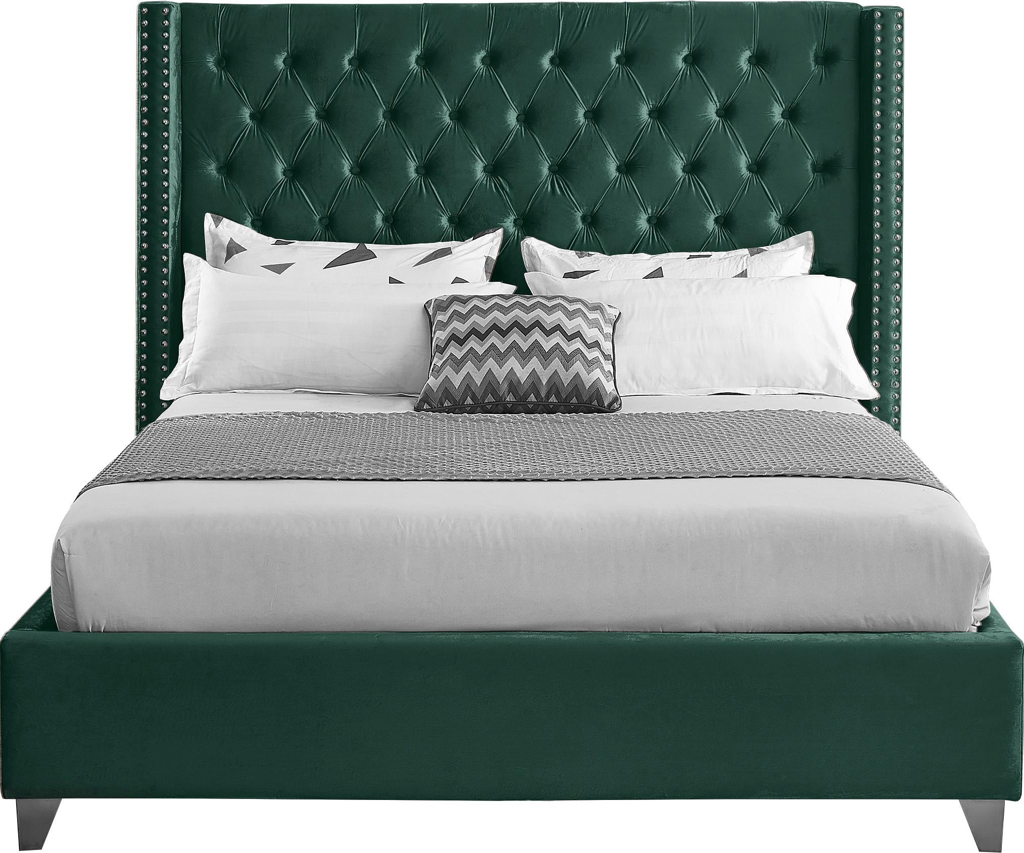 Aiden Green Velvet Full Bed - Luxury Home Furniture (MI)