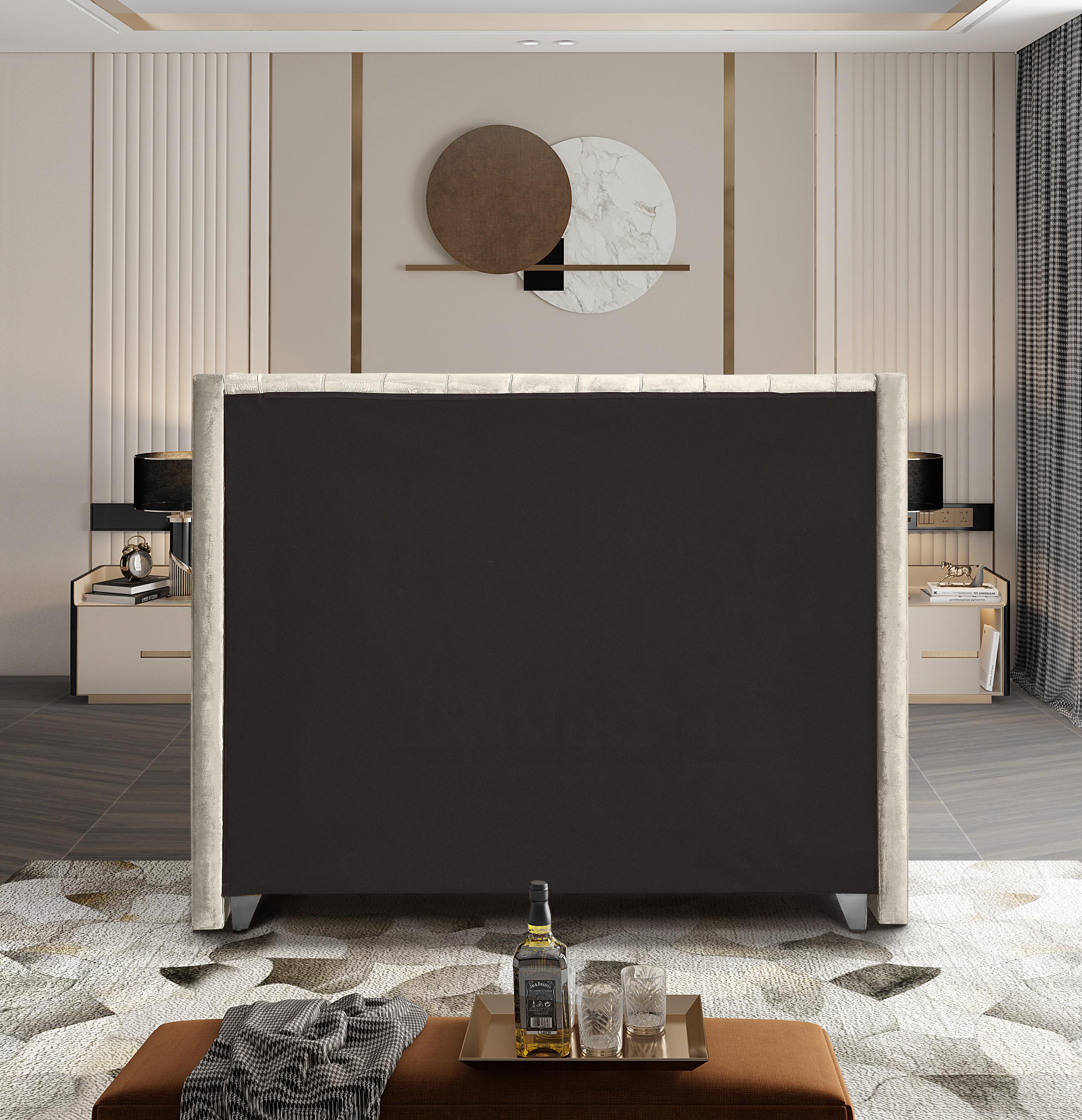 Aiden Cream Velvet Full Bed - Luxury Home Furniture (MI)