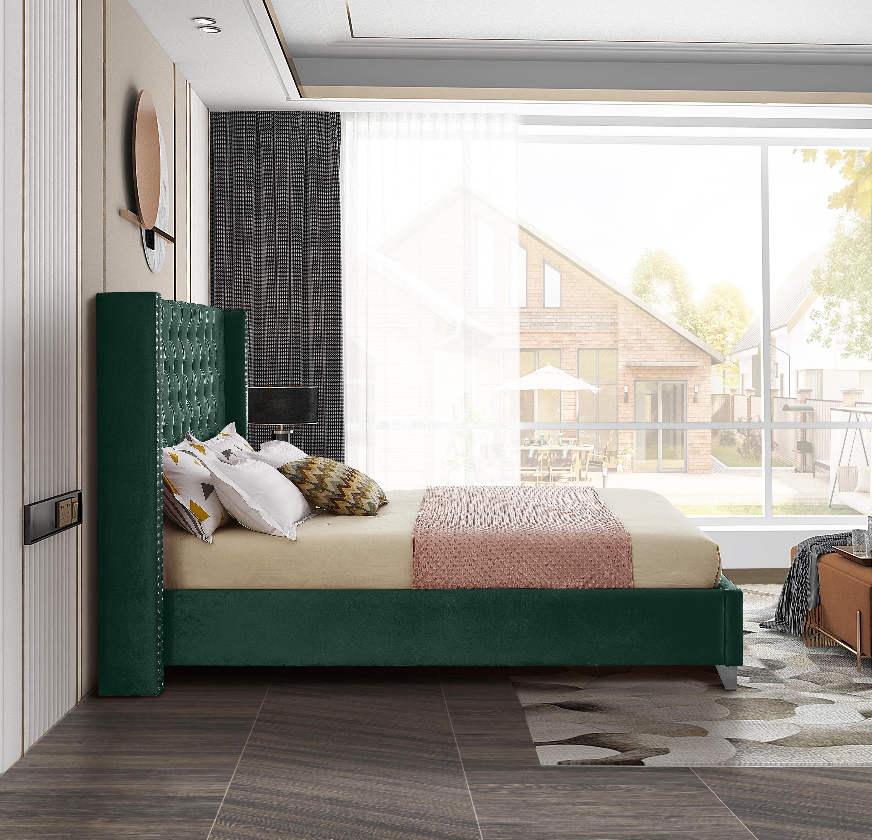 Aiden Green Velvet Full Bed - Luxury Home Furniture (MI)