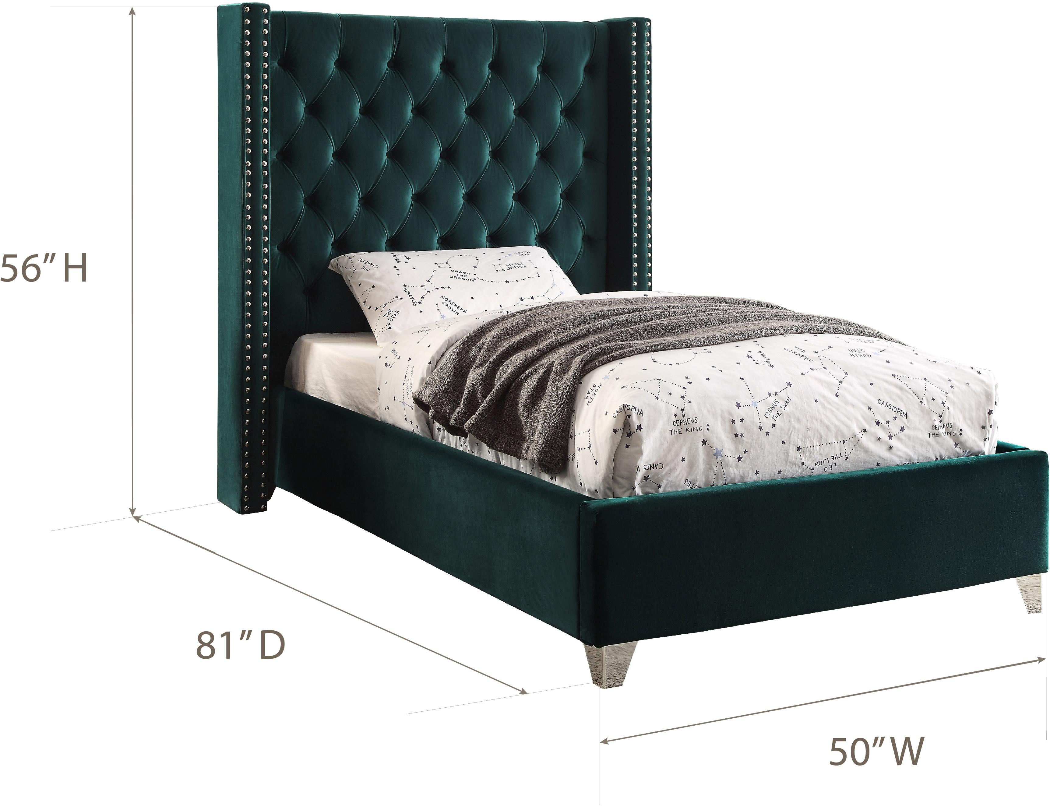 Aiden Green Velvet Twin Bed - Luxury Home Furniture (MI)
