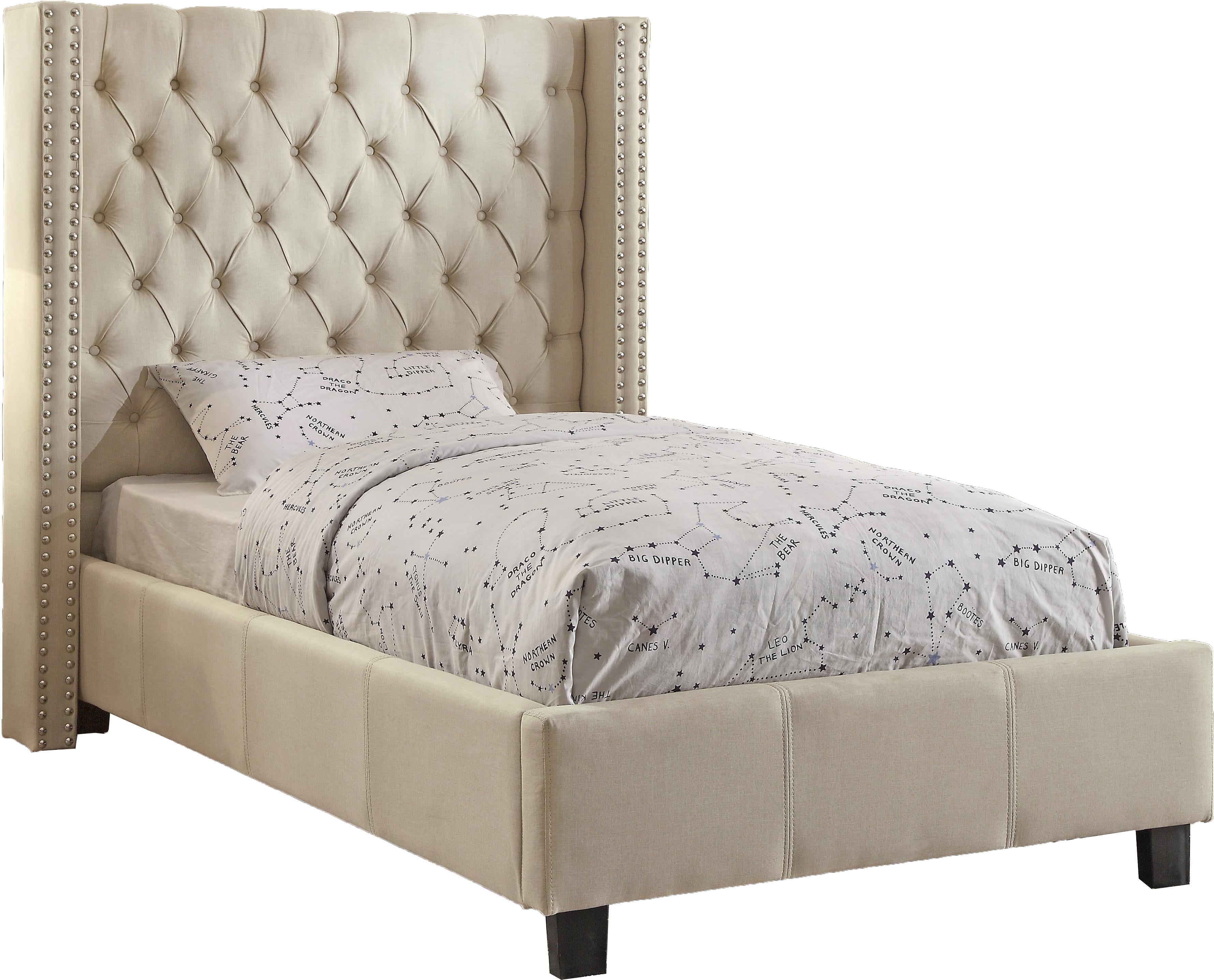 Ashton Beige Linen Twin Bed - Luxury Home Furniture (MI)