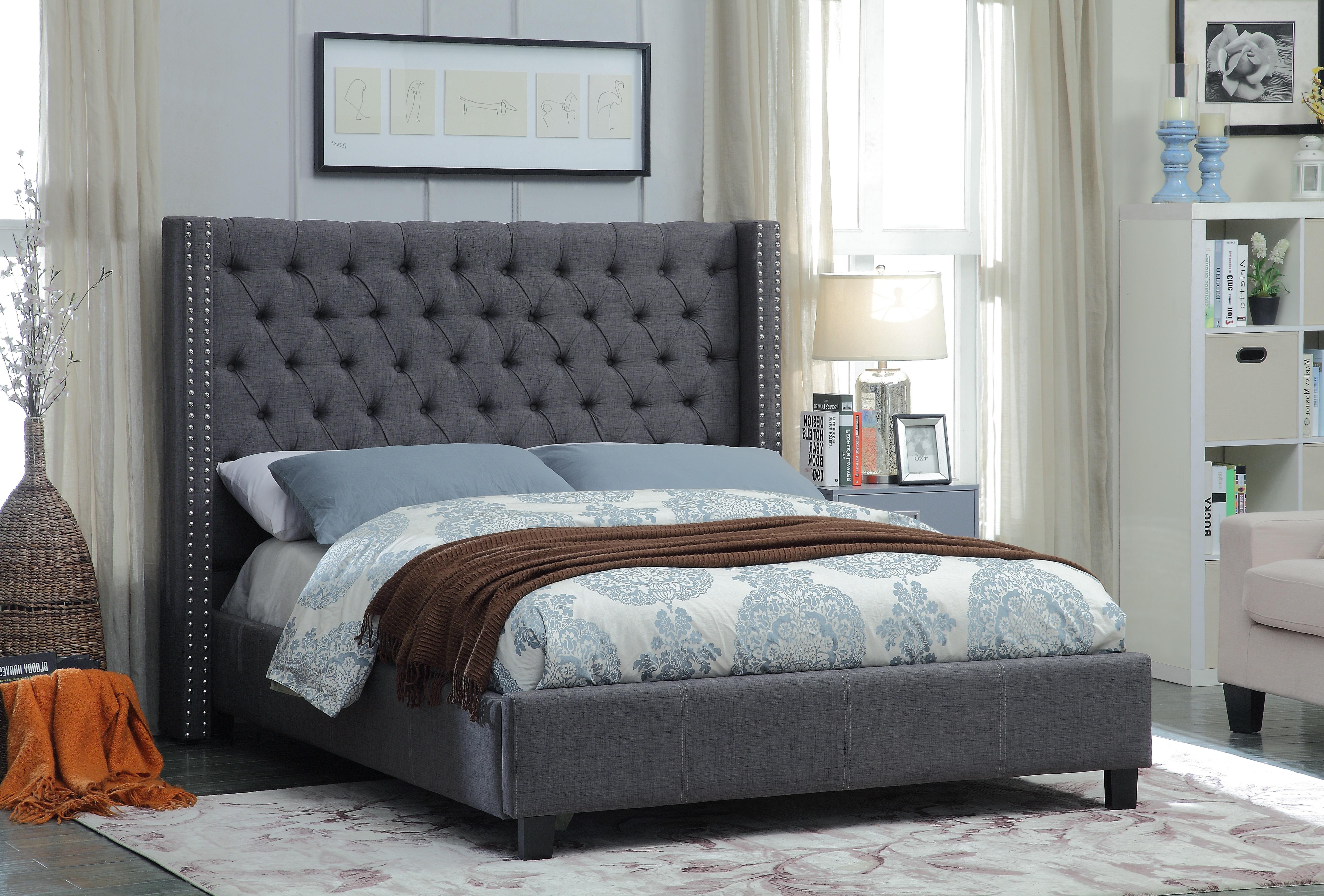 Ashton Grey Linen Queen Bed - Luxury Home Furniture (MI)