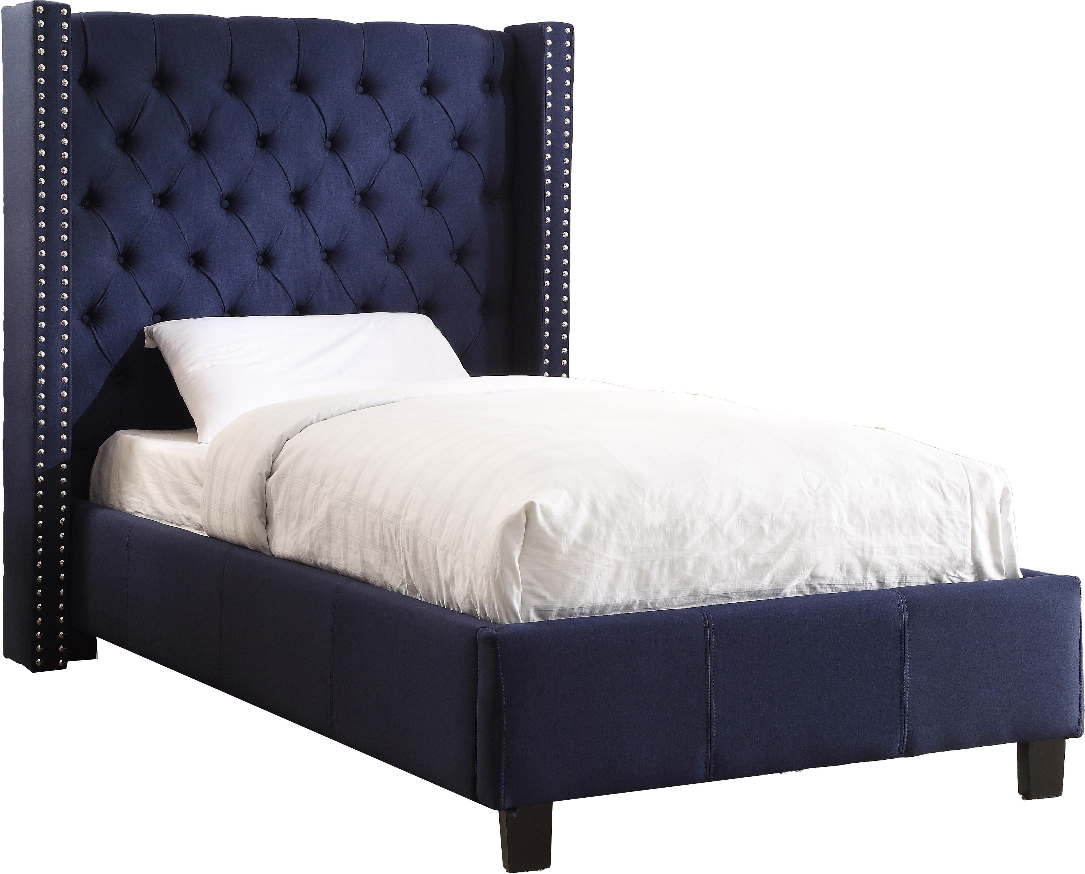 Ashton Navy Linen Twin Bed - Luxury Home Furniture (MI)