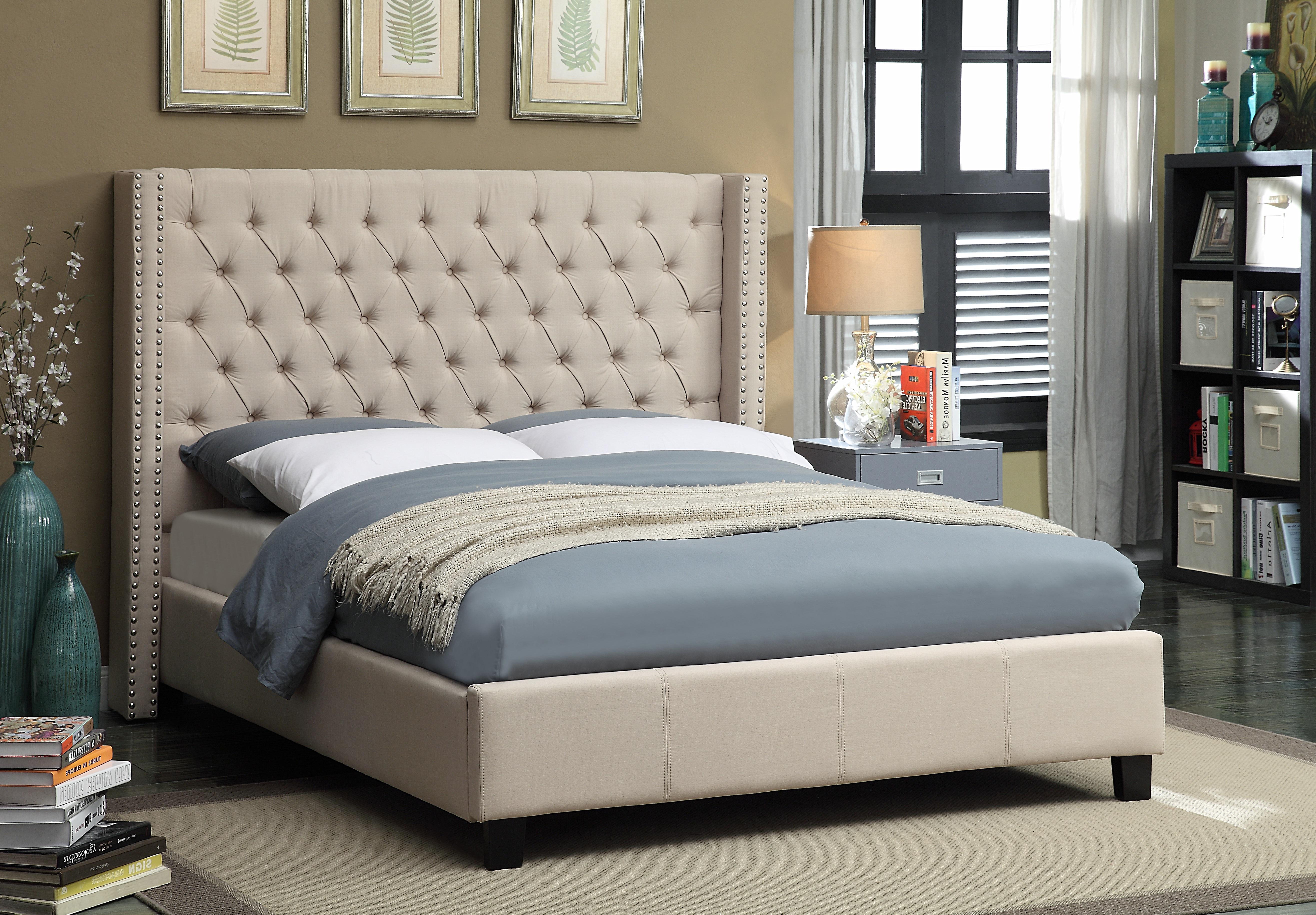 Ashton Beige Linen King Bed - Luxury Home Furniture (MI)