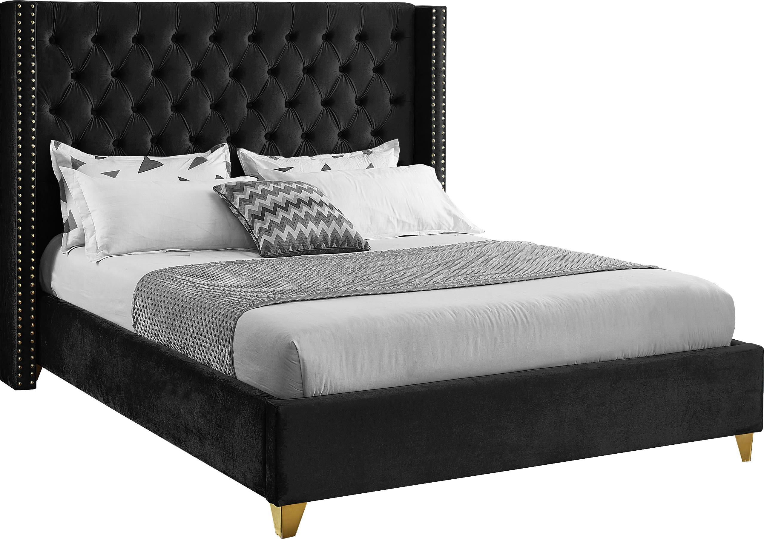 Barolo Black Velvet King Bed - Luxury Home Furniture (MI)