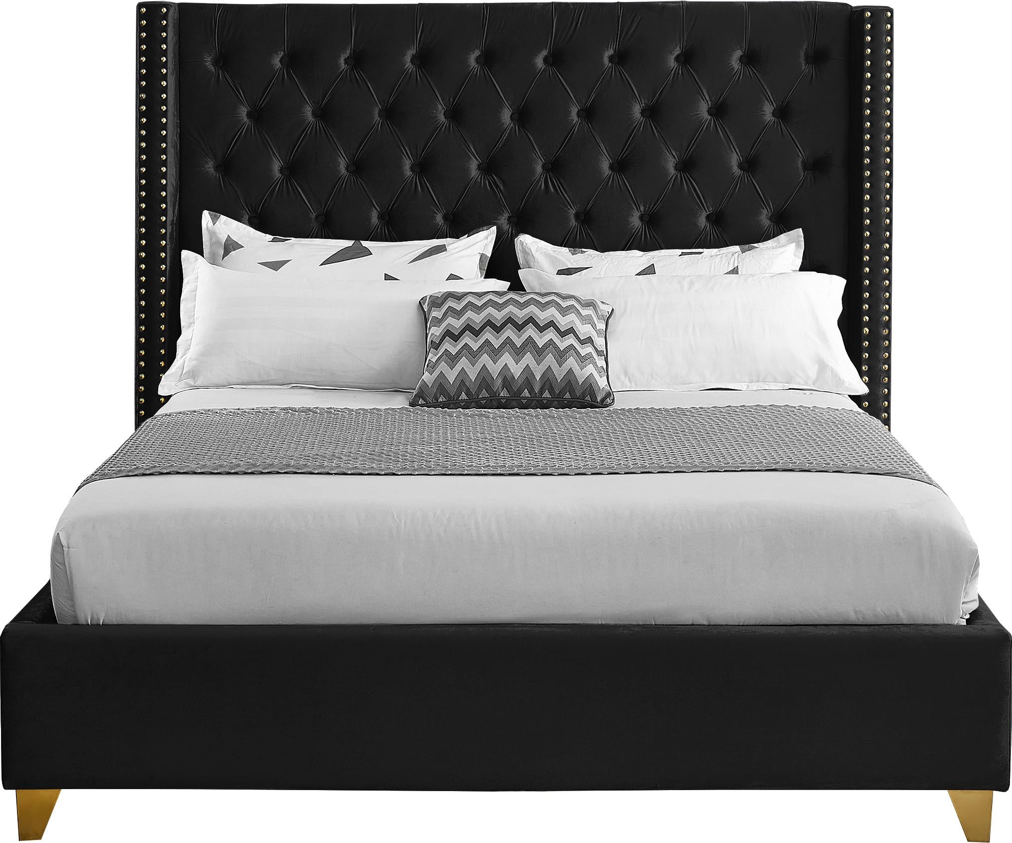 Barolo Black Velvet King Bed - Luxury Home Furniture (MI)