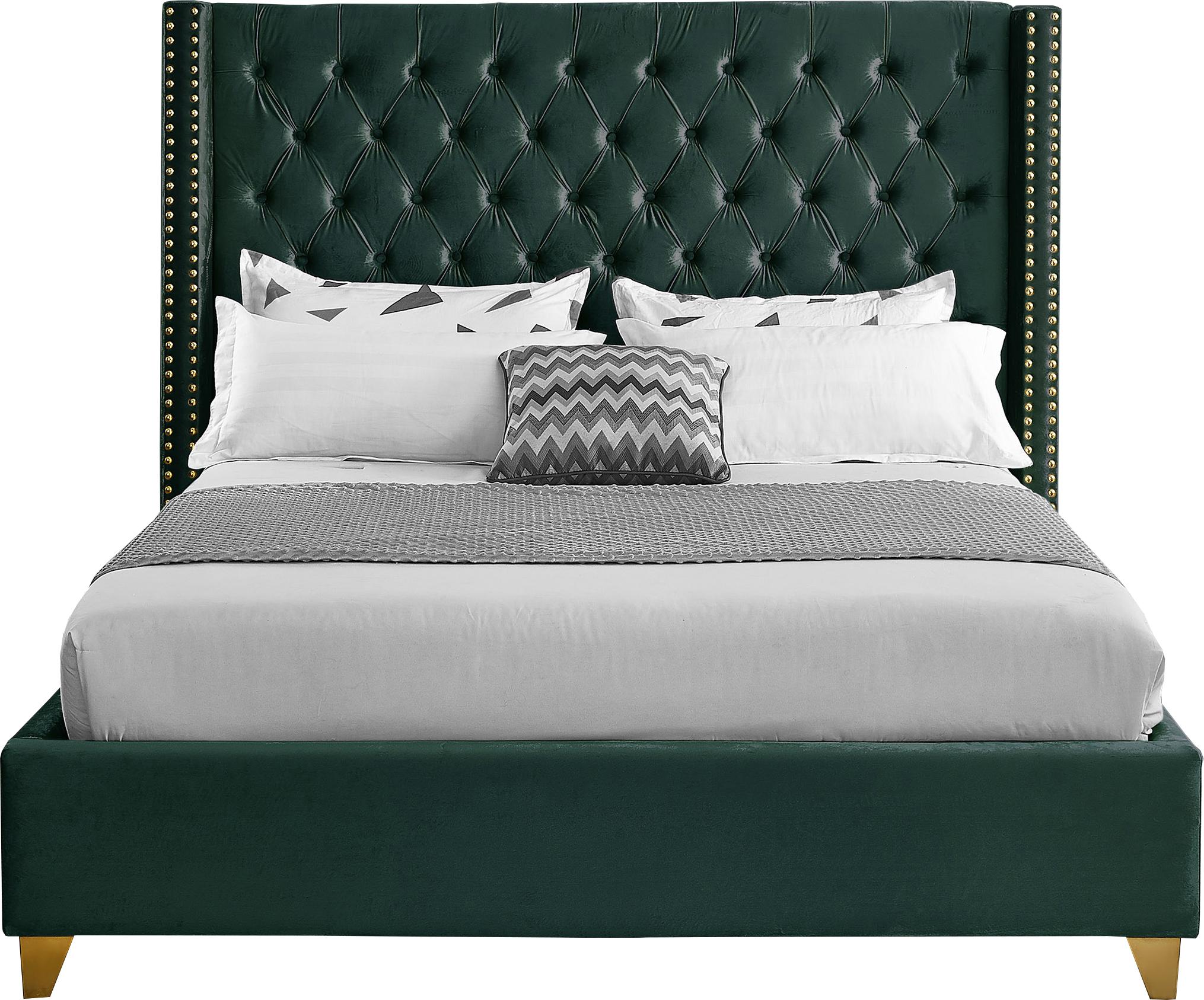 Barolo Green Velvet Full Bed - Luxury Home Furniture (MI)