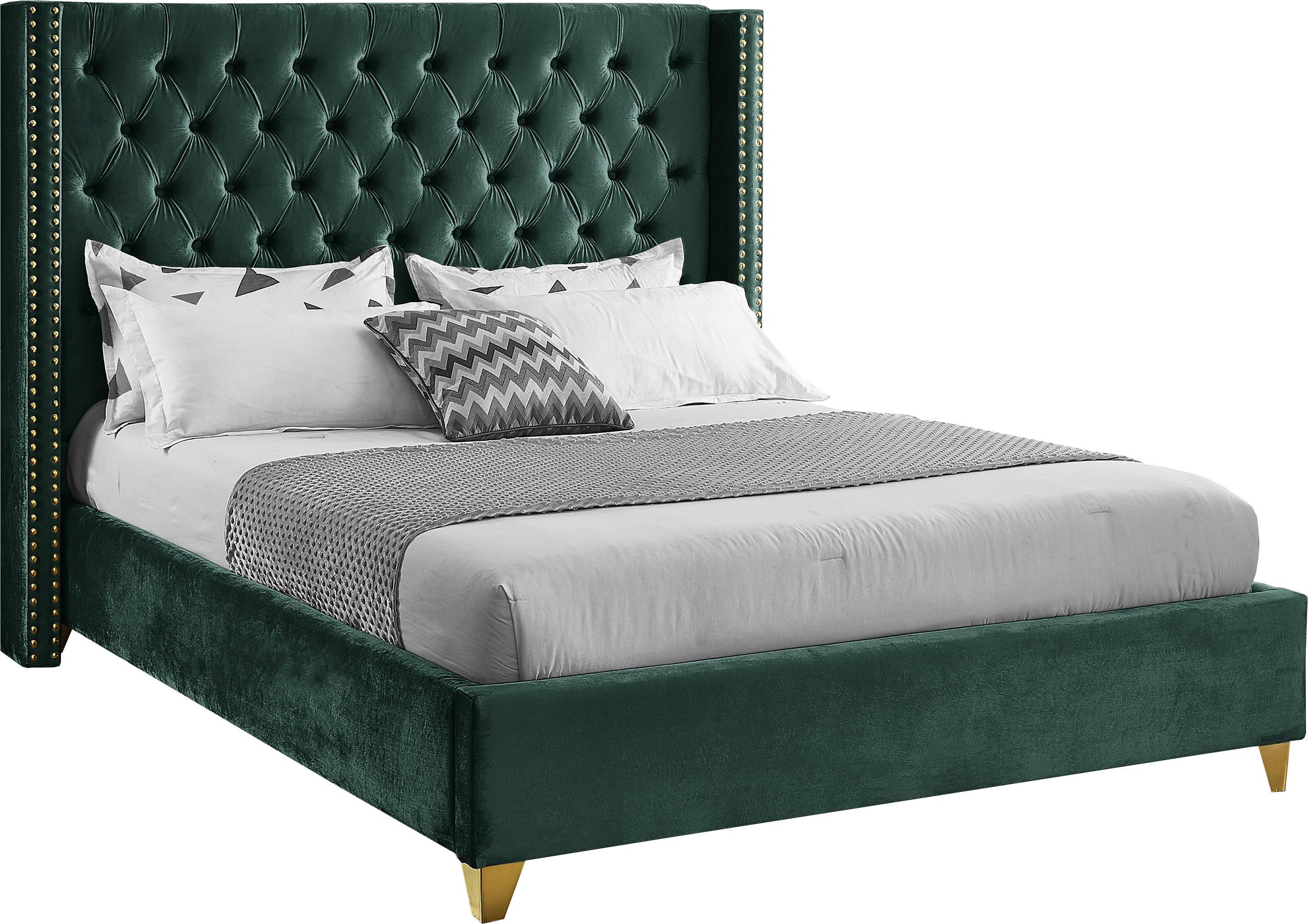 Barolo Green Velvet Full Bed - Luxury Home Furniture (MI)