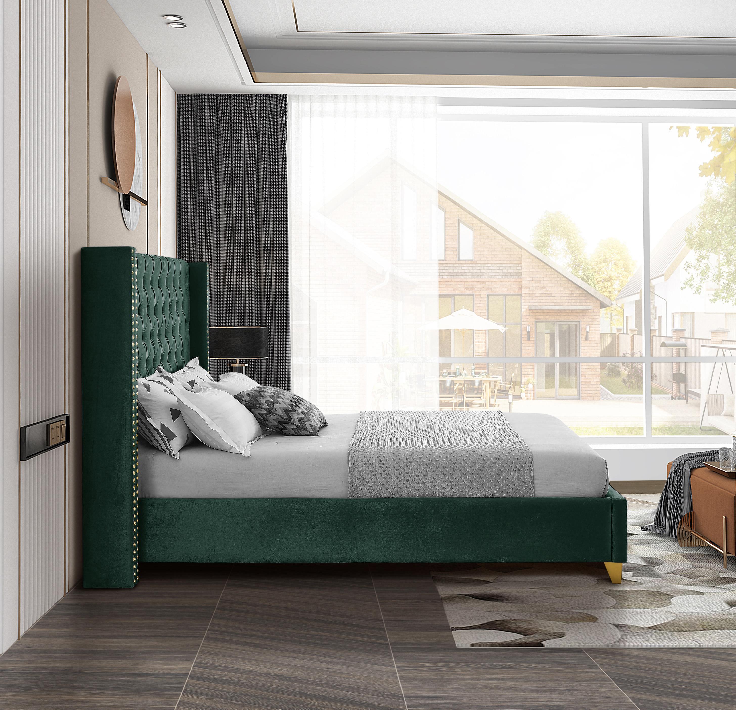 Barolo Green Velvet Full Bed - Luxury Home Furniture (MI)