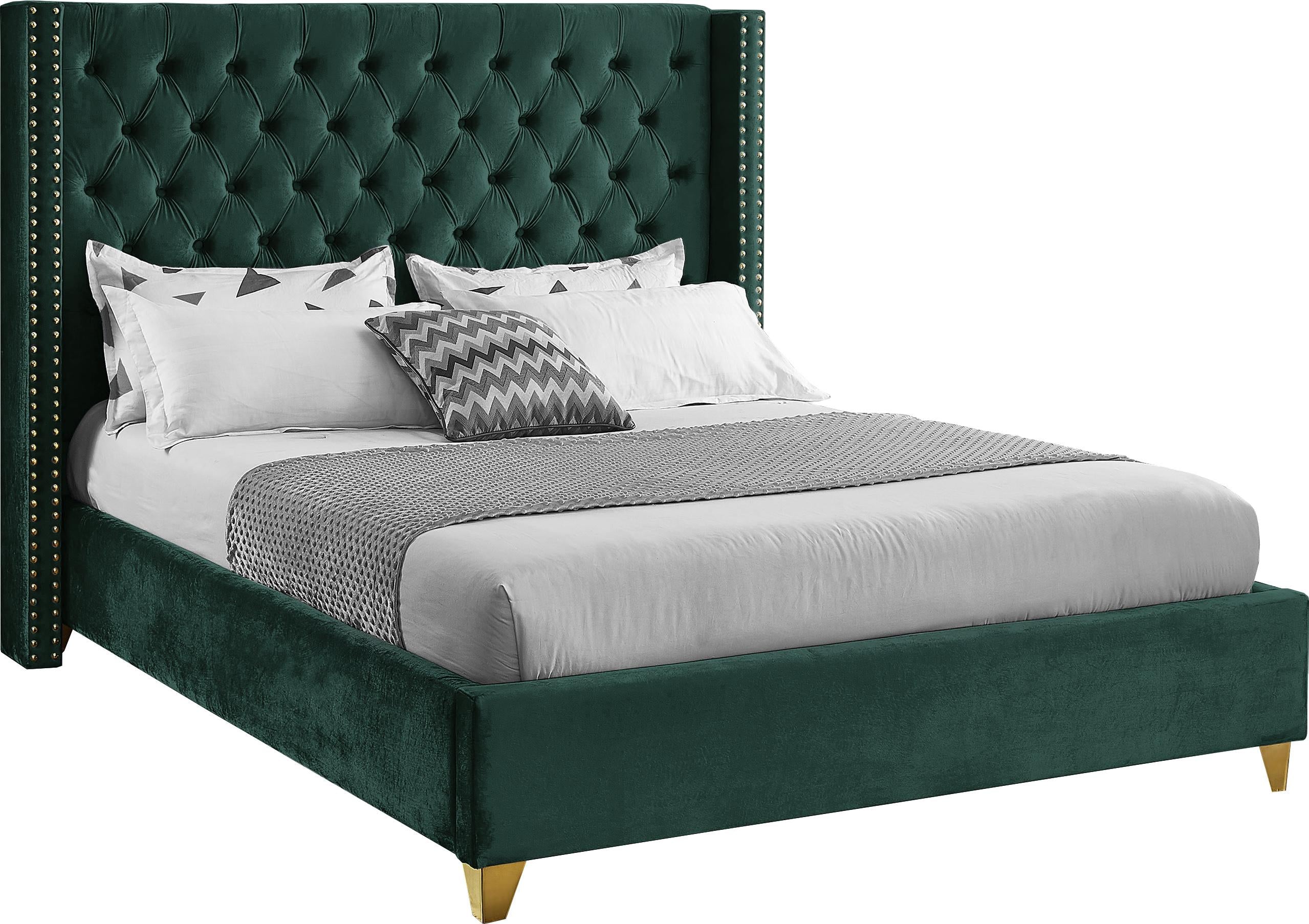 Barolo Green Velvet King Bed - Luxury Home Furniture (MI)