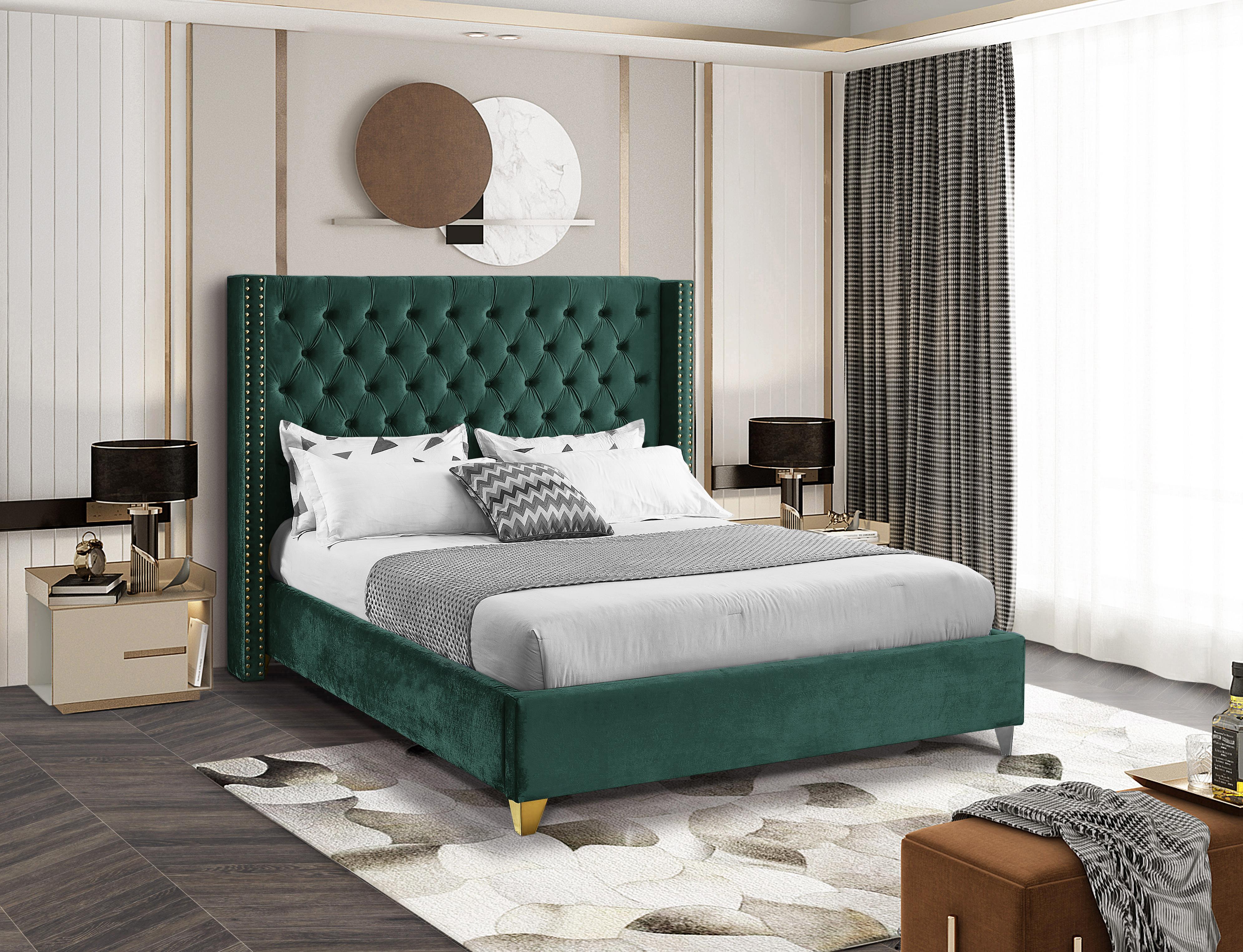 Barolo Green Velvet King Bed - Luxury Home Furniture (MI)