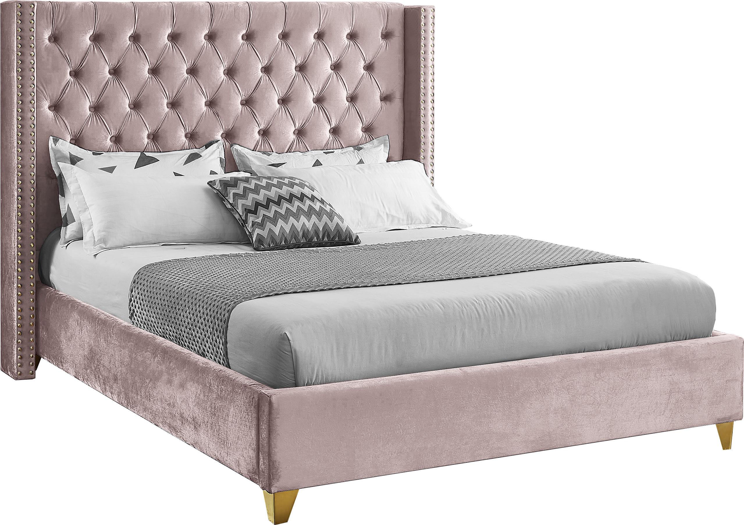 Barolo Pink Velvet King Bed - Luxury Home Furniture (MI)