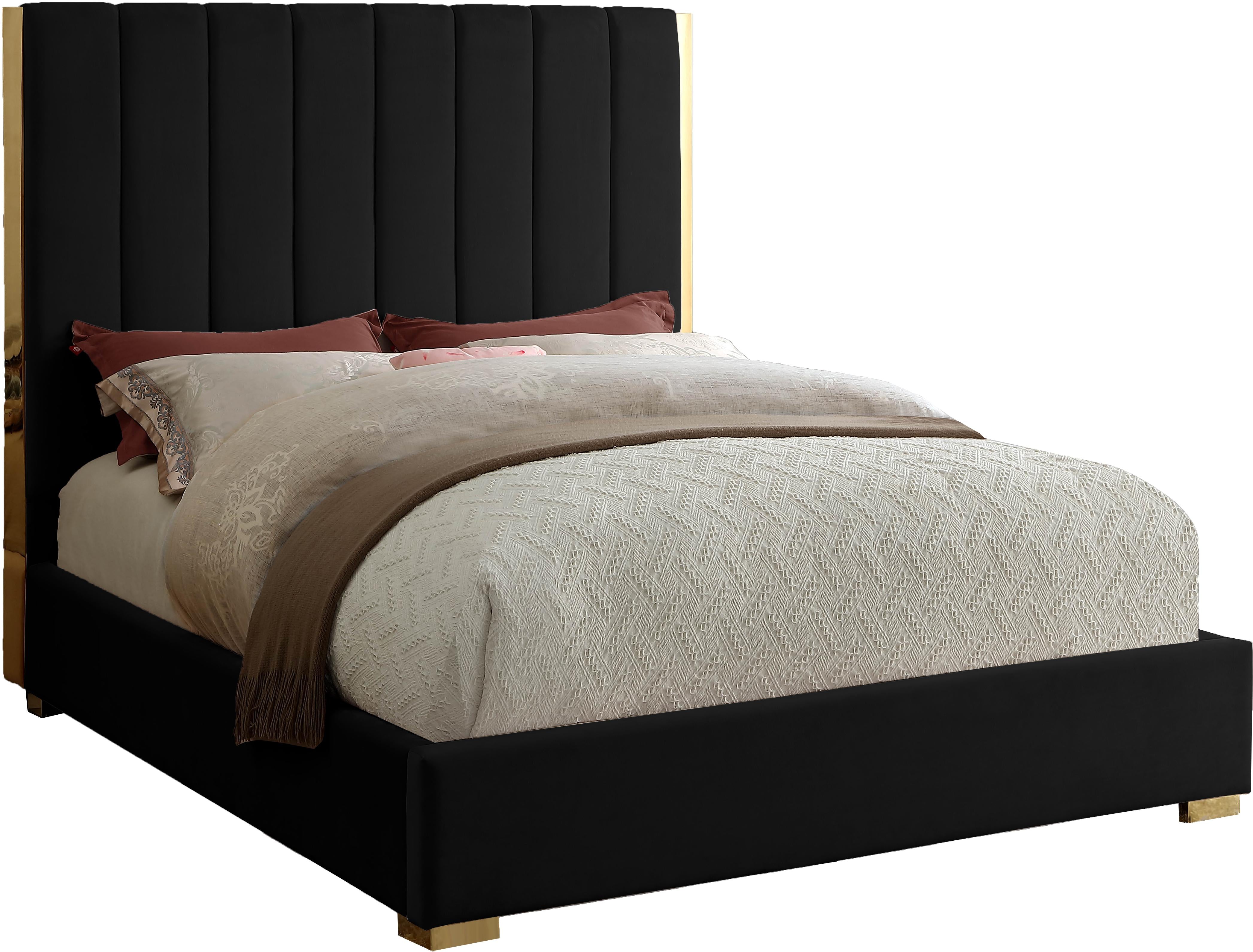 Becca Black Velvet King Bed - Luxury Home Furniture (MI)