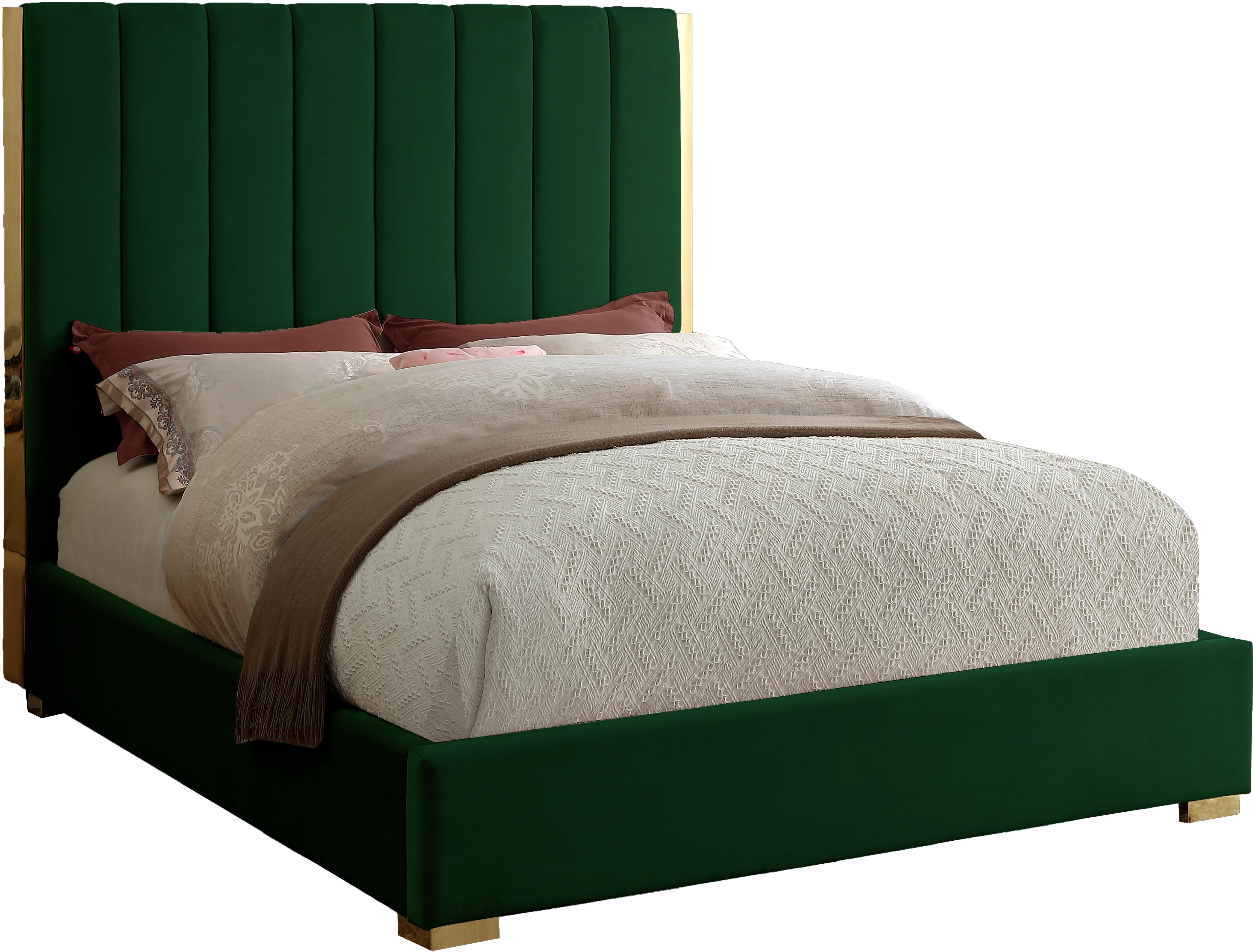 Becca Green Velvet Full Bed - Luxury Home Furniture (MI)