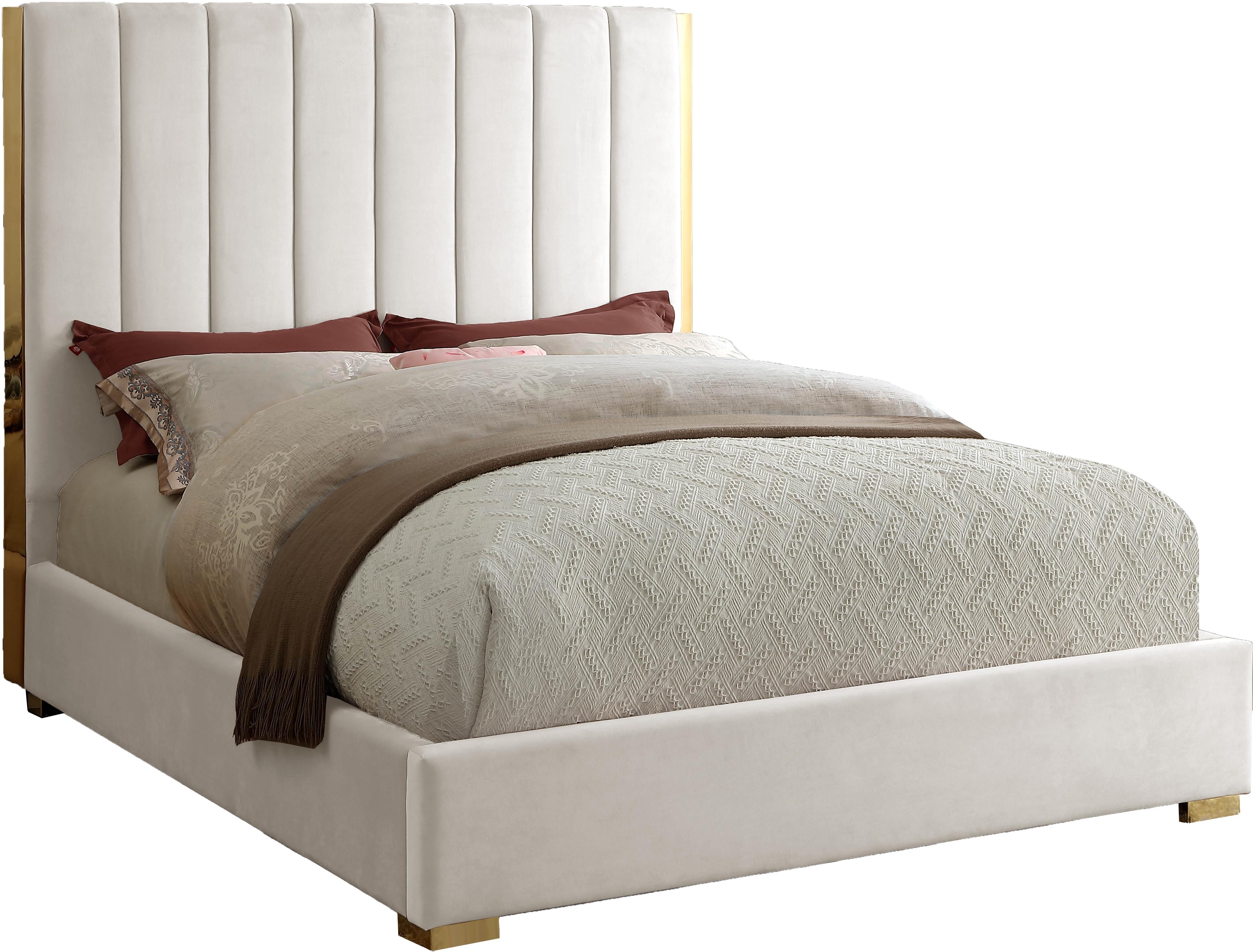 Becca Cream Velvet King Bed - Luxury Home Furniture (MI)