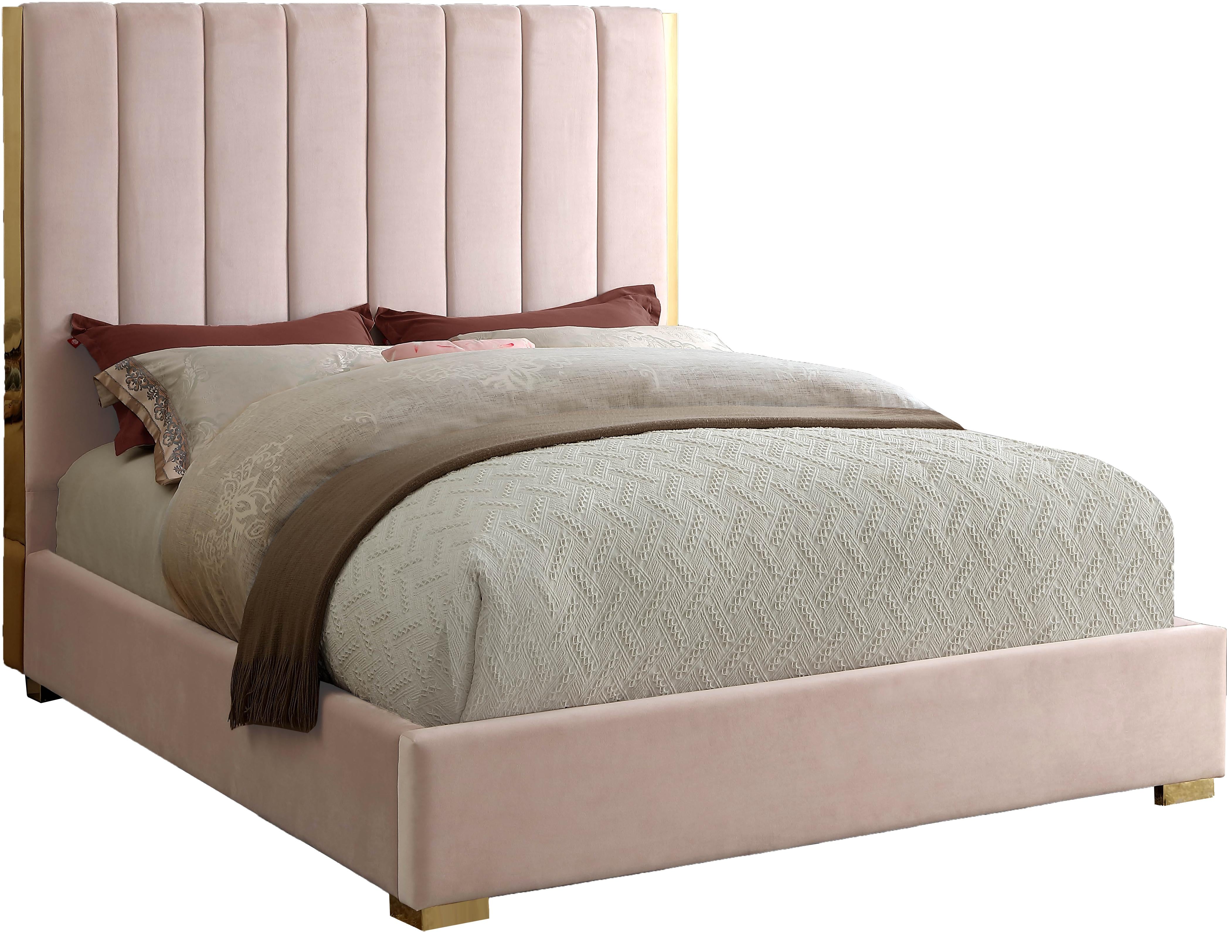 Becca Pink Velvet King Bed - Luxury Home Furniture (MI)