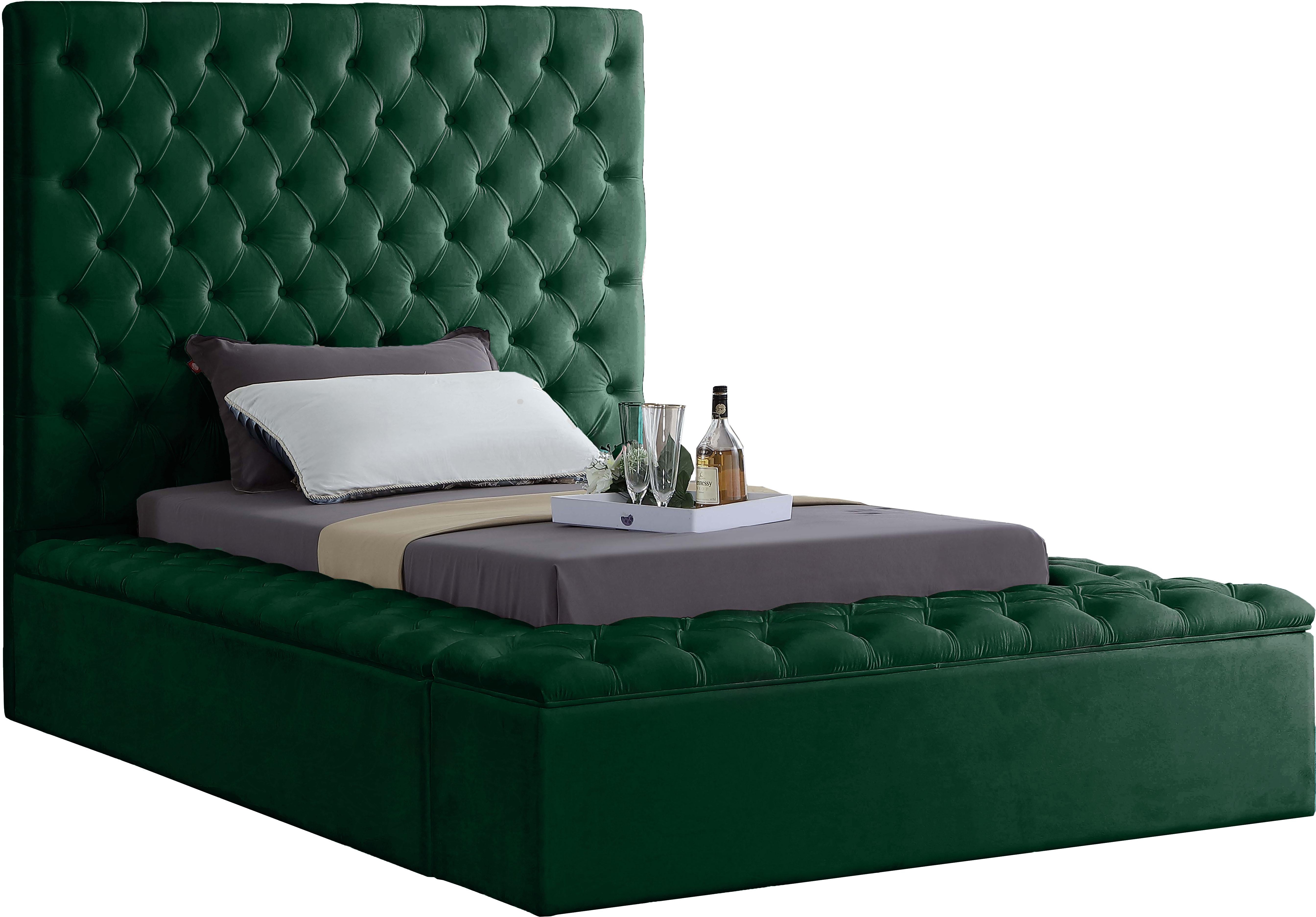 Bliss Green Velvet Twin Bed (3 Boxes) - Luxury Home Furniture (MI)