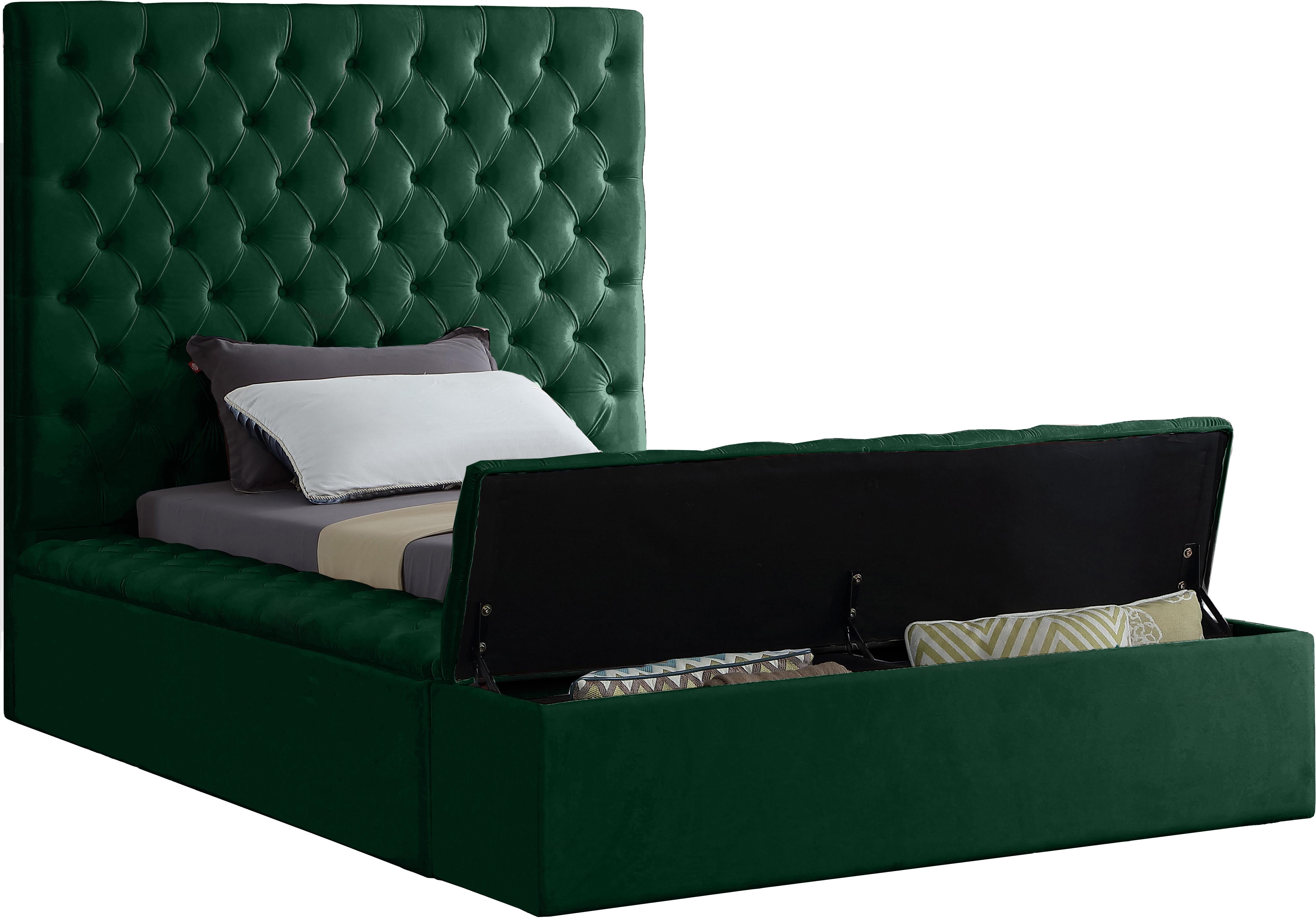 Bliss Green Velvet Twin Bed (3 Boxes) - Luxury Home Furniture (MI)