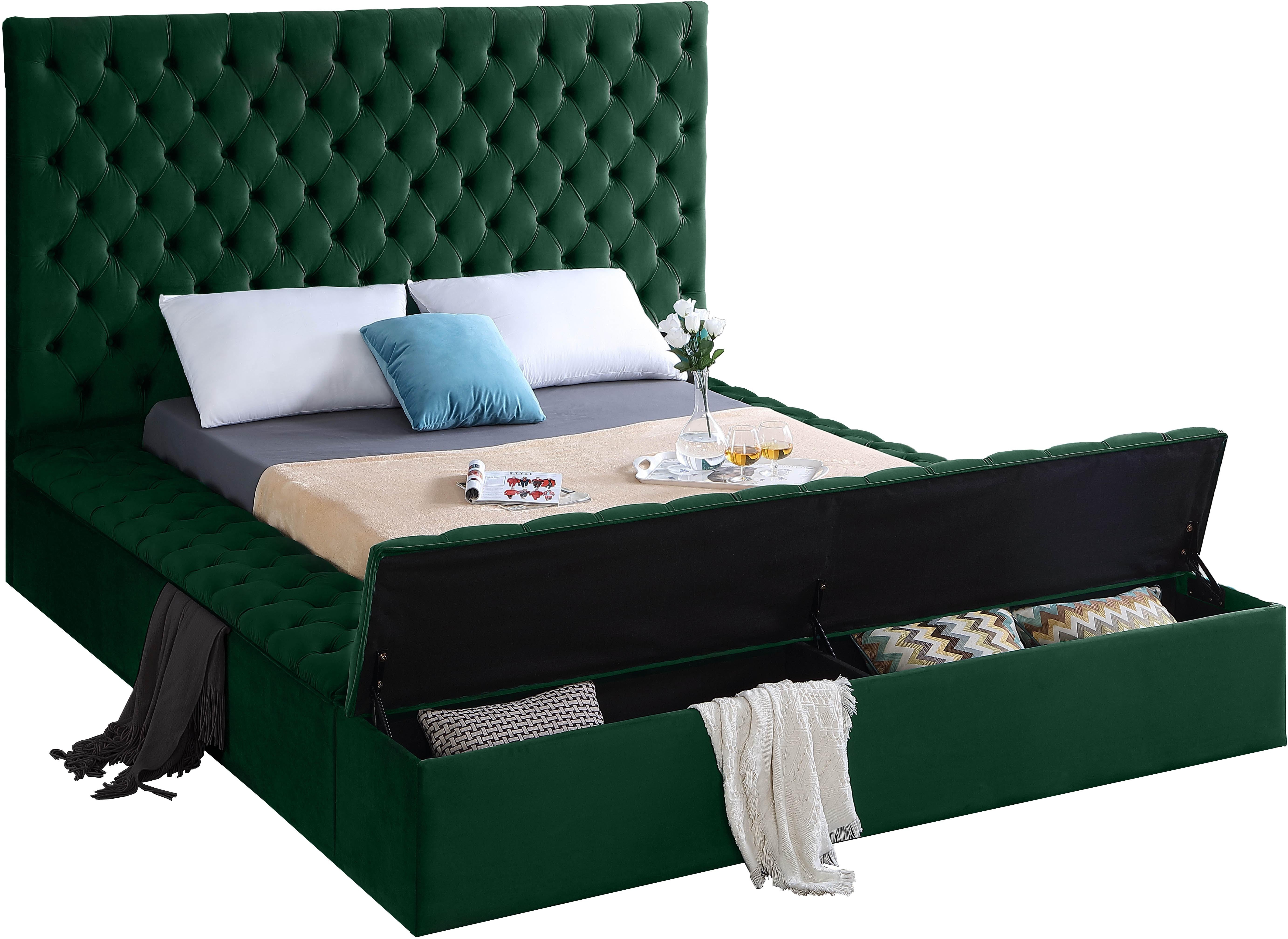 Bliss Green Velvet King Bed (3 Boxes) - Luxury Home Furniture (MI)