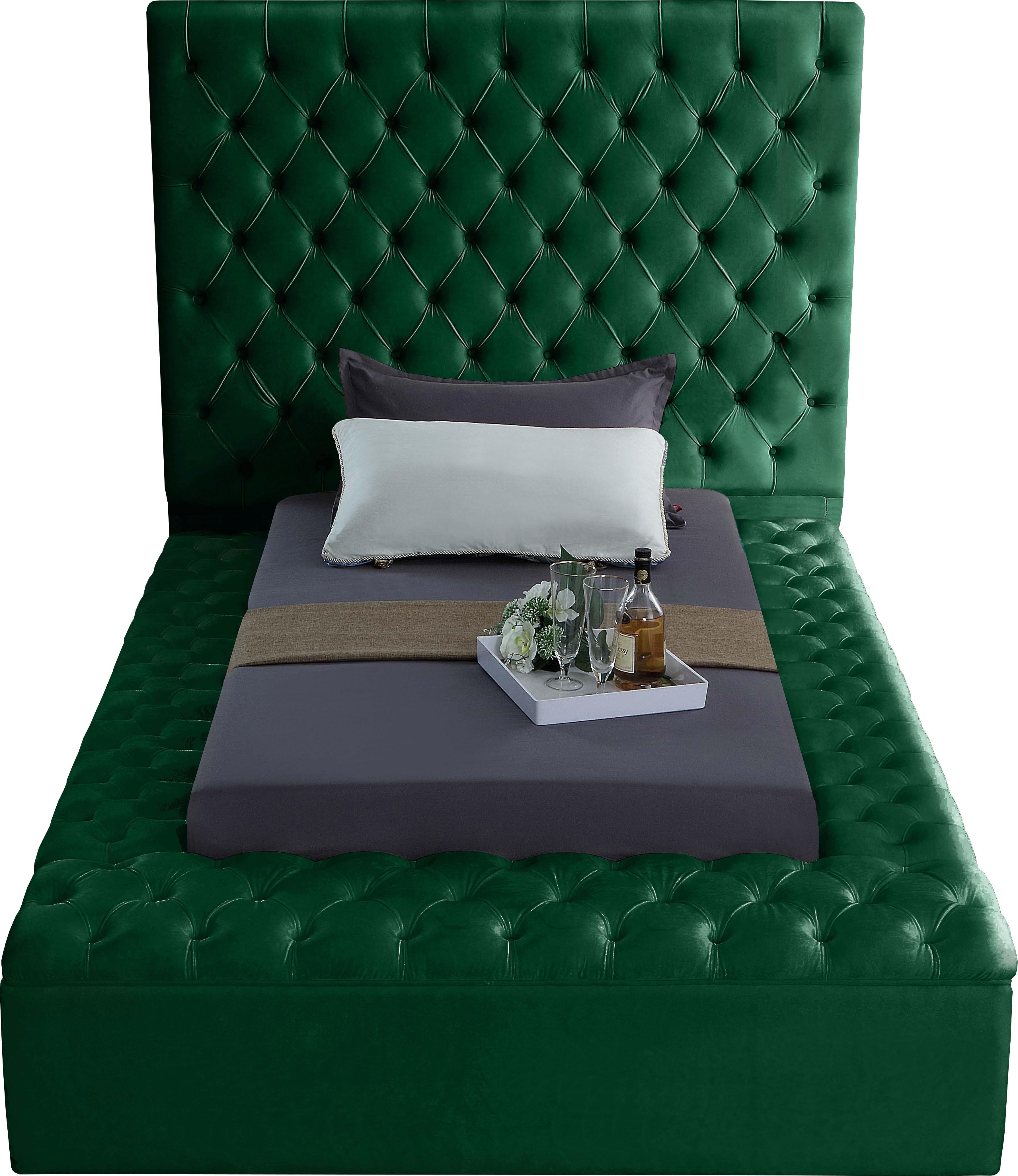Bliss Green Velvet Twin Bed (3 Boxes) - Luxury Home Furniture (MI)