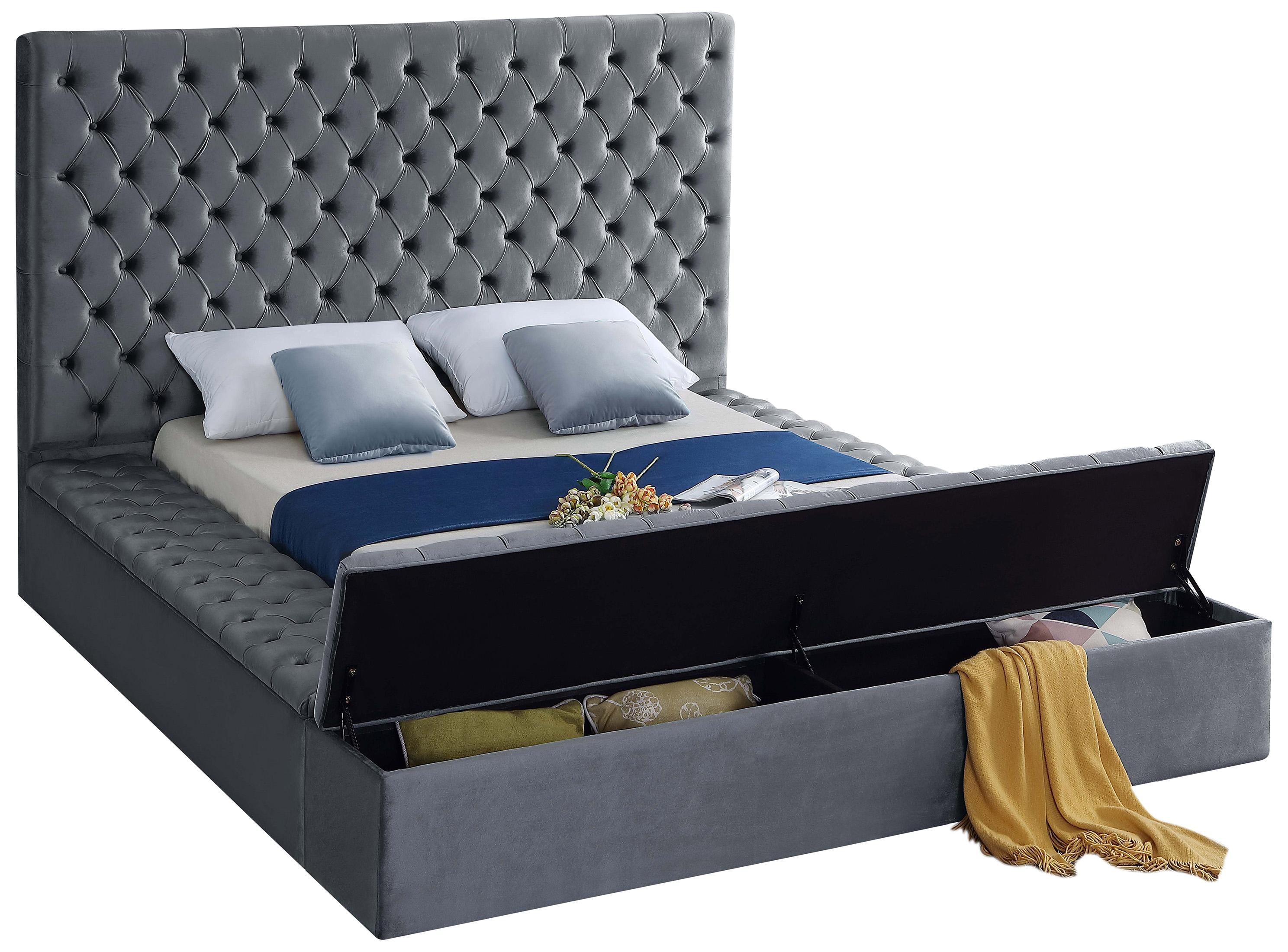 Bliss Grey Velvet Queen Bed (3 Boxes) - Luxury Home Furniture (MI)