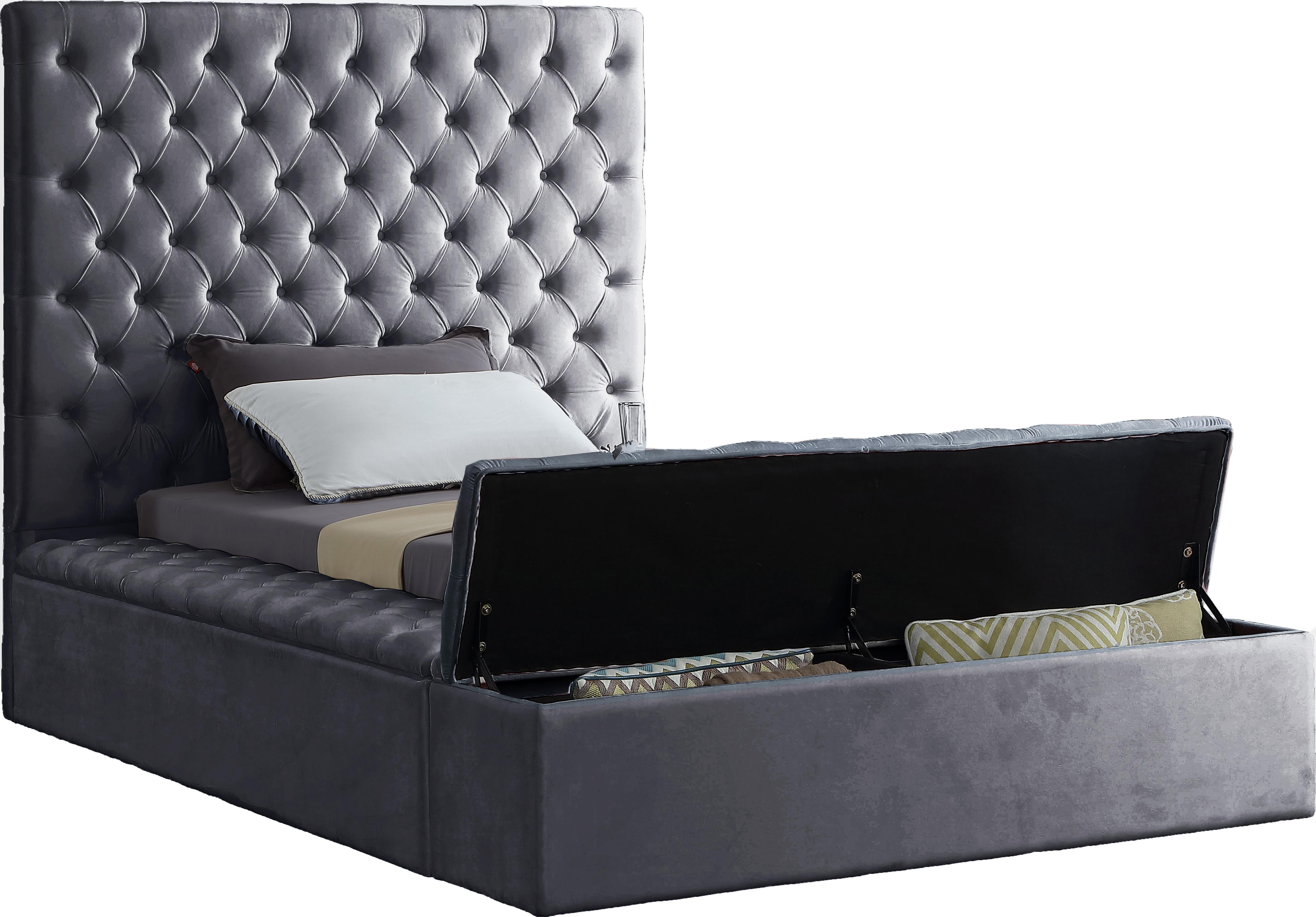 Bliss Grey Velvet Twin Bed (3 Boxes) - Luxury Home Furniture (MI)