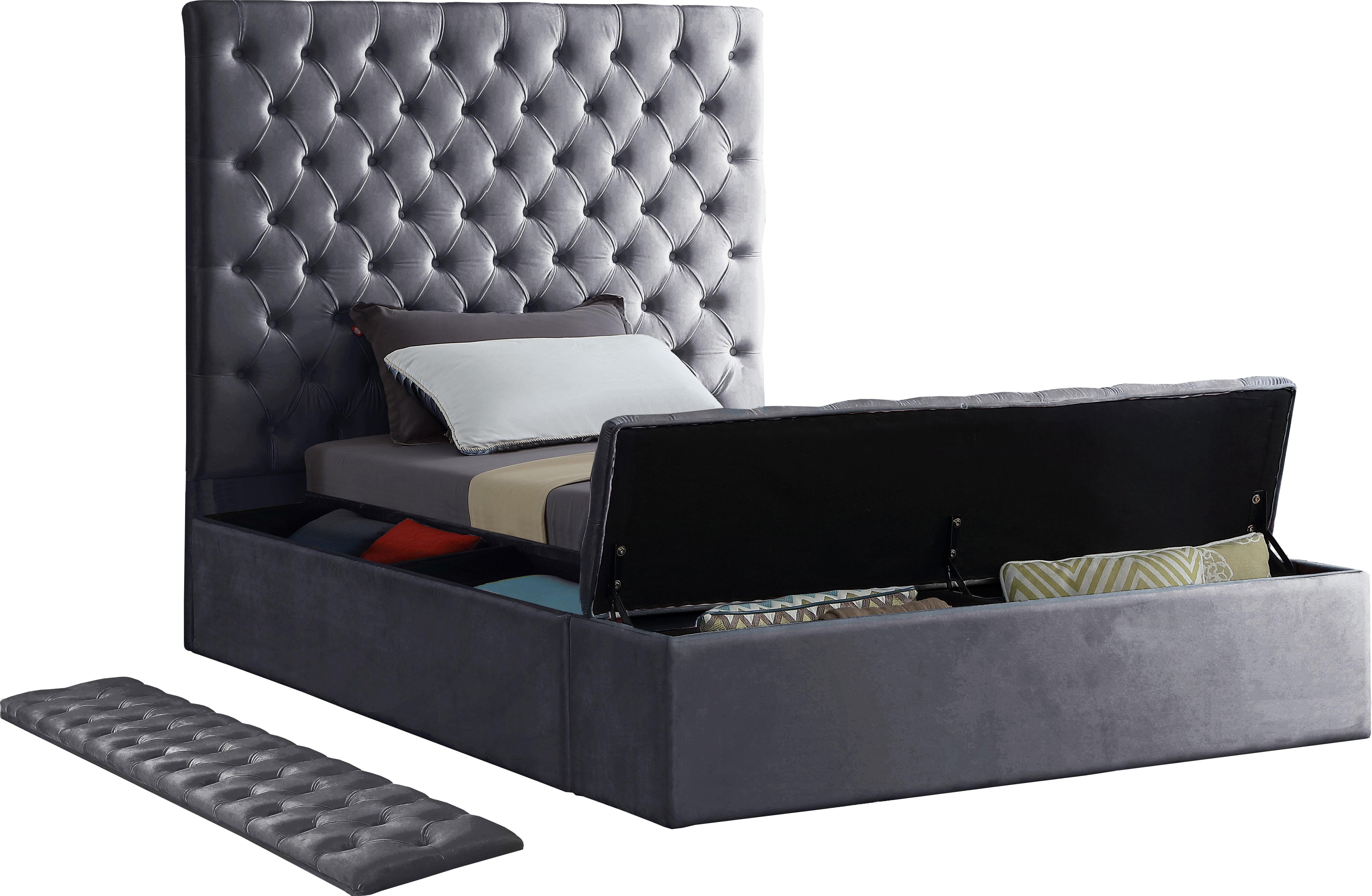 Bliss Grey Velvet Twin Bed (3 Boxes) - Luxury Home Furniture (MI)