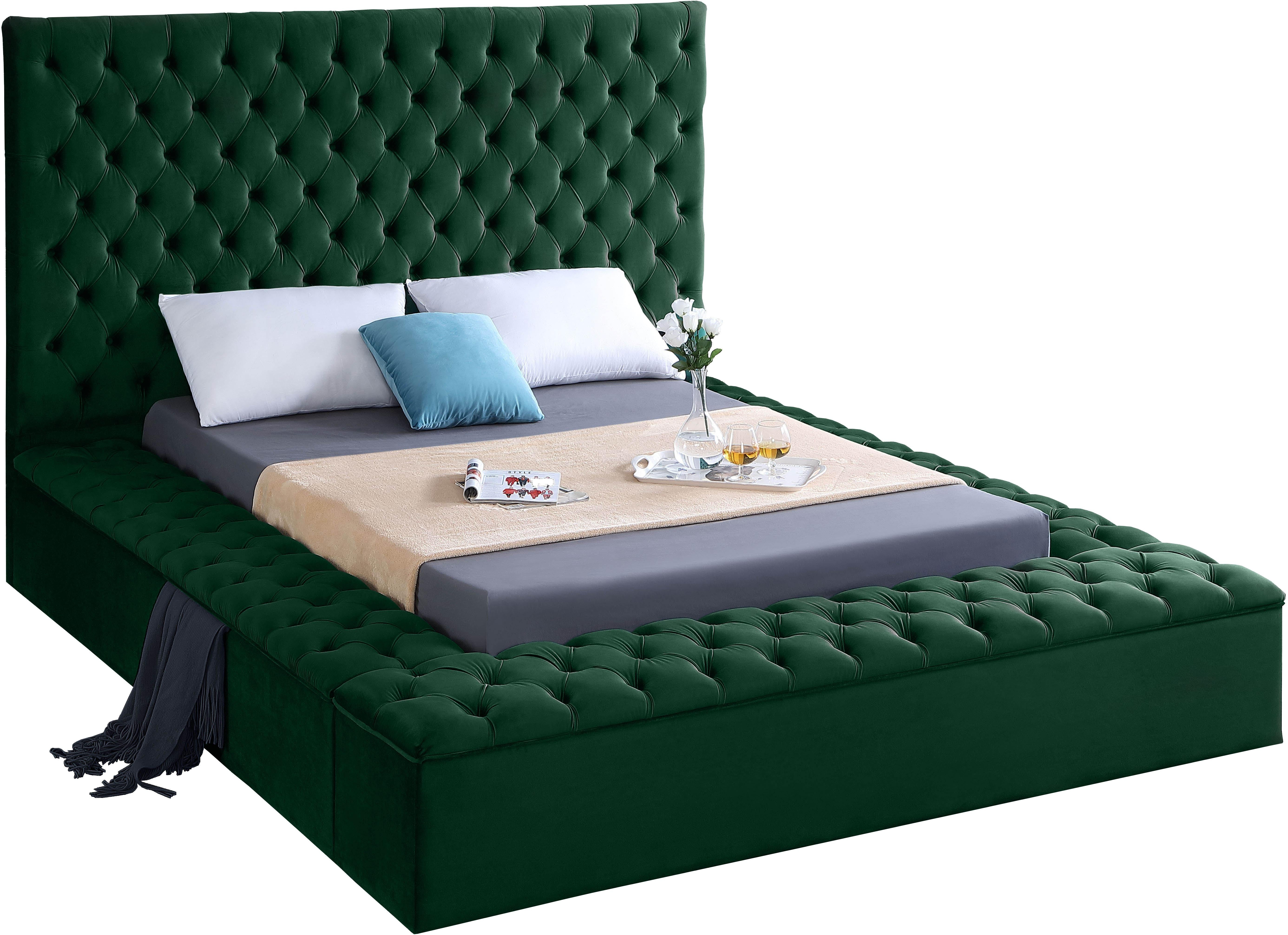 Bliss Green Velvet Full Bed (3 Boxes) - Luxury Home Furniture (MI)