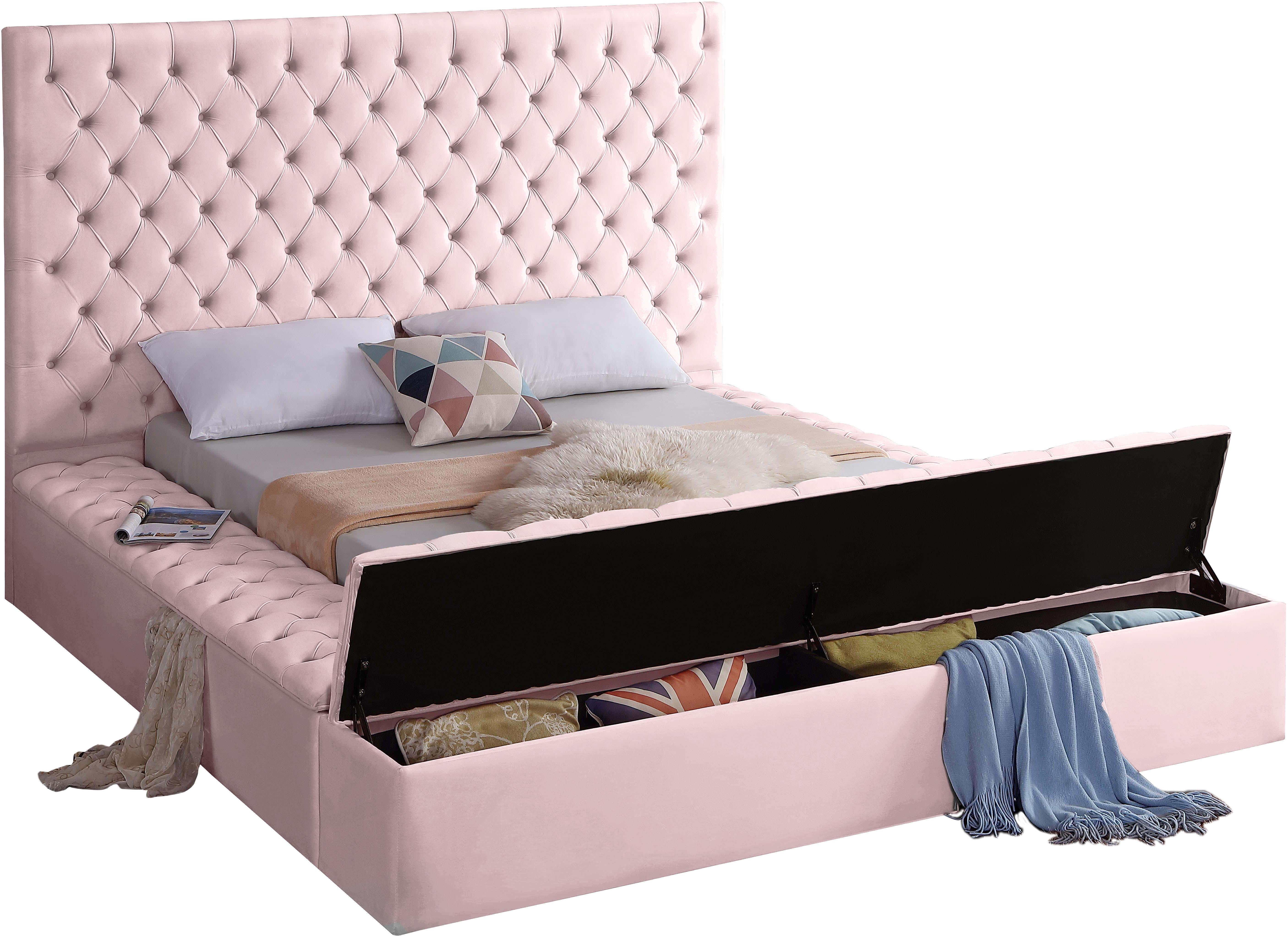 Bliss Pink Velvet King Bed (3 Boxes) - Luxury Home Furniture (MI)