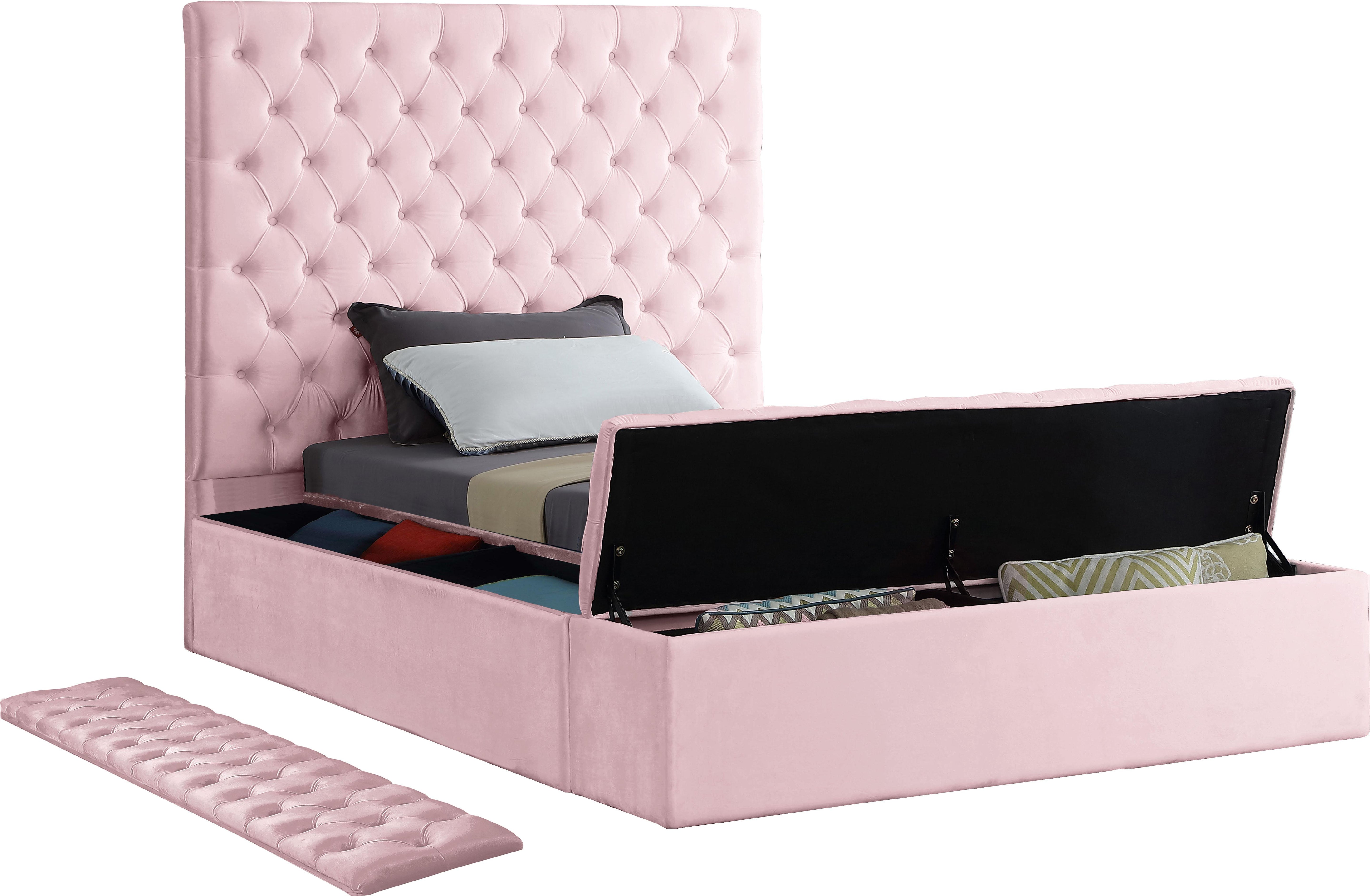 Bliss Pink Velvet Twin Bed (3 Boxes) - Luxury Home Furniture (MI)