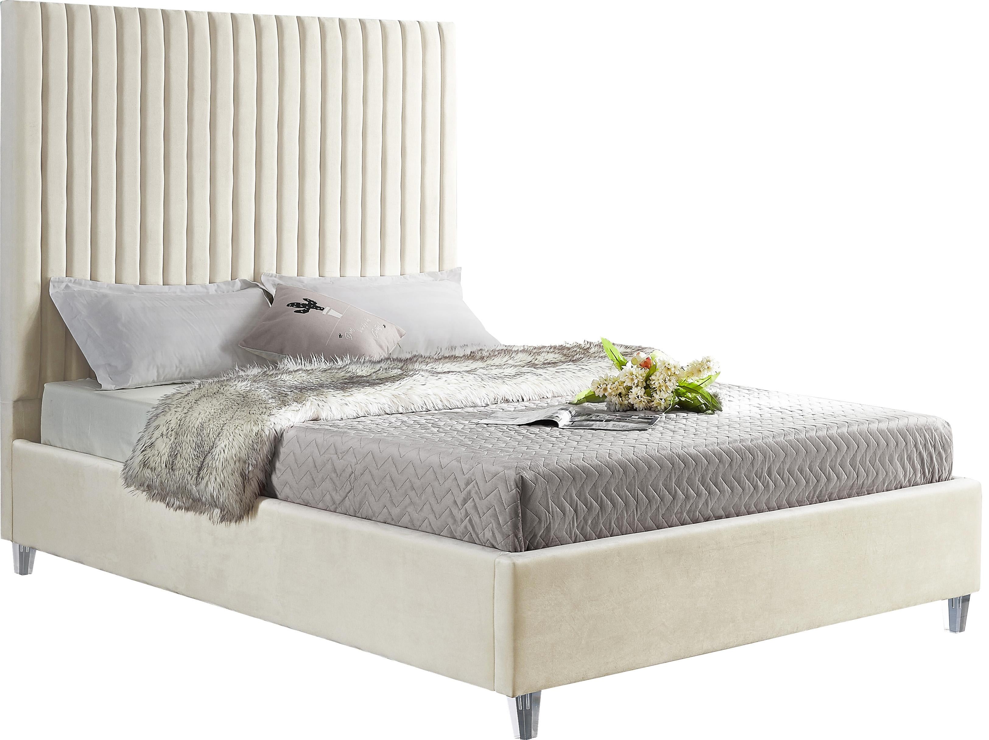 Candace Cream Velvet King Bed