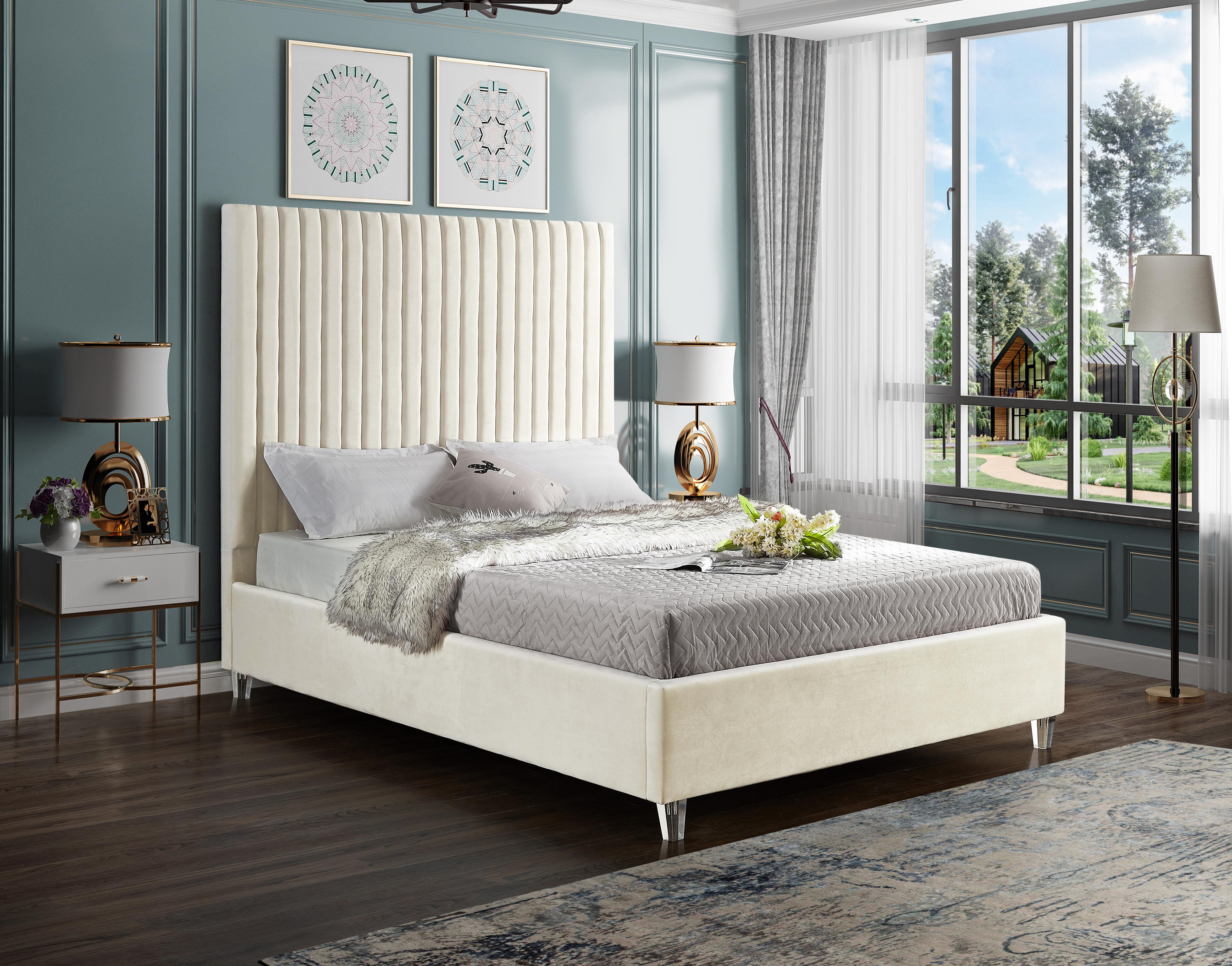 Candace Cream Velvet King Bed - Luxury Home Furniture (MI)