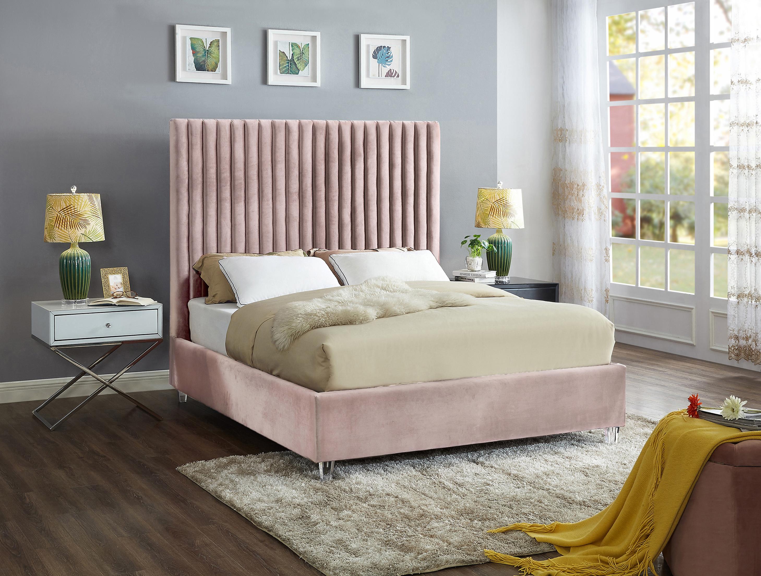 Candace Pink Velvet Full Bed - Luxury Home Furniture (MI)