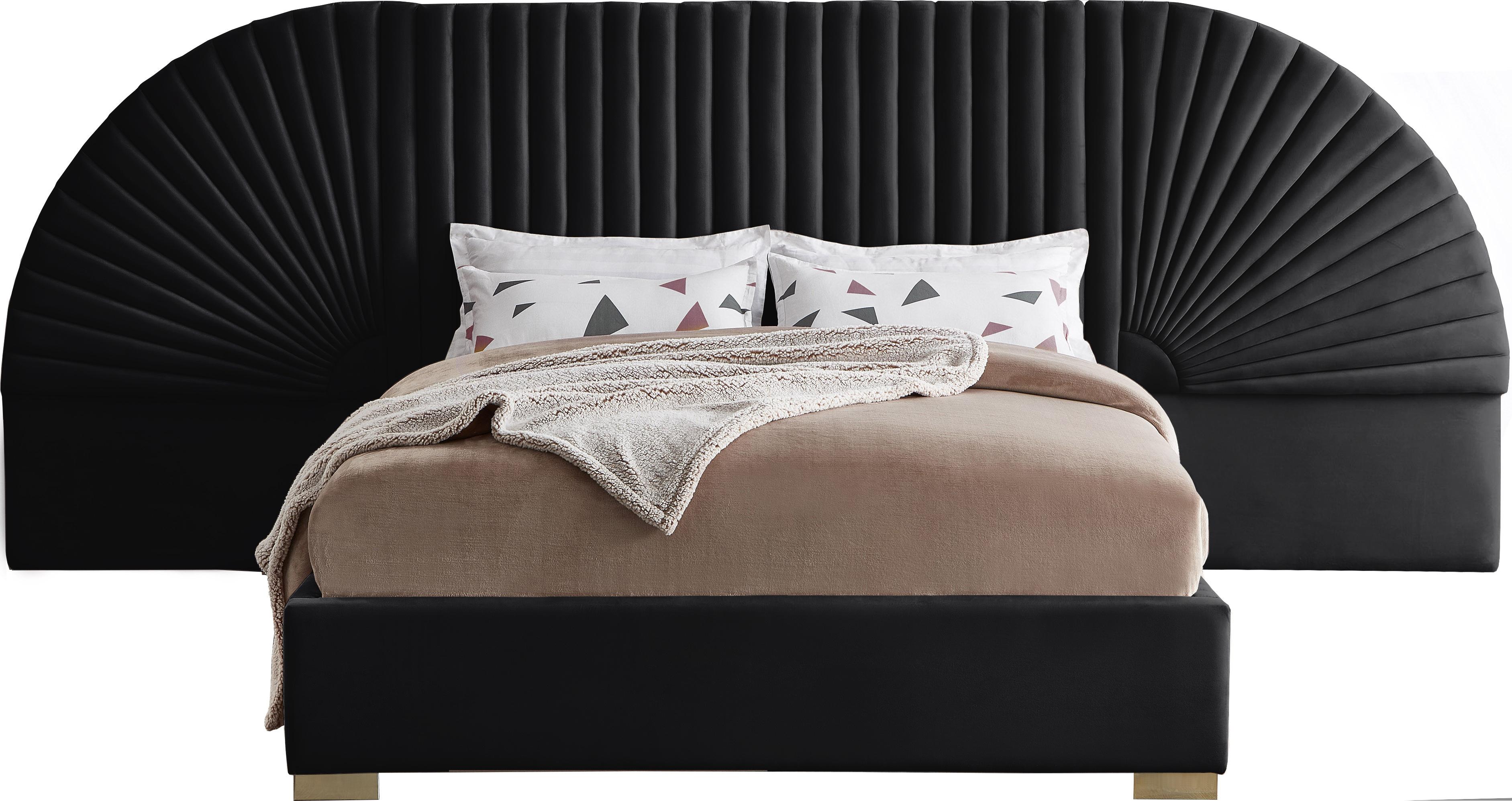 Cleo Black Velvet King Bed (3 Boxes) - Luxury Home Furniture (MI)