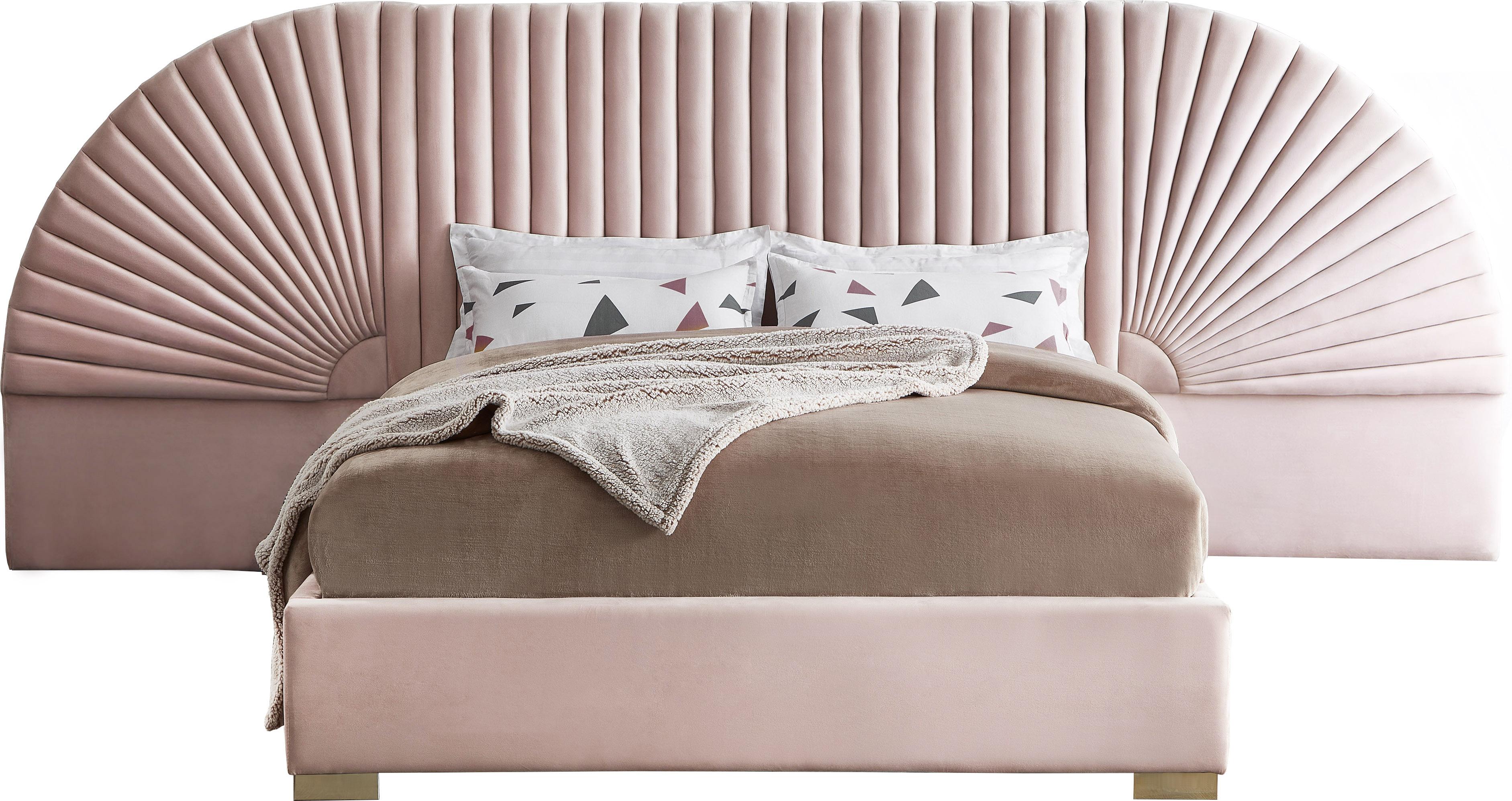 Cleo Pink Velvet King Bed (3 Boxes) - Luxury Home Furniture (MI)