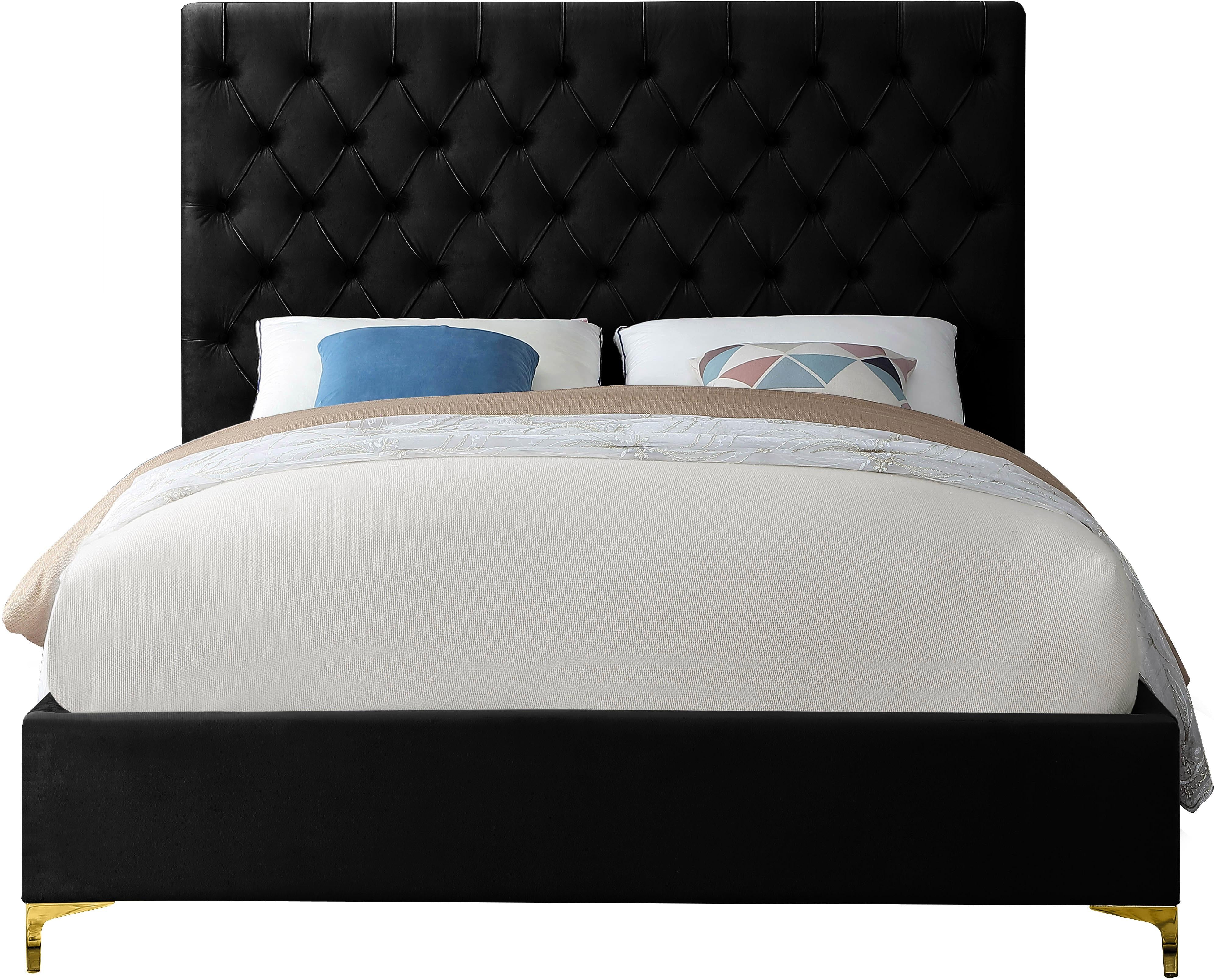 Cruz Black Velvet Full Bed - Luxury Home Furniture (MI)