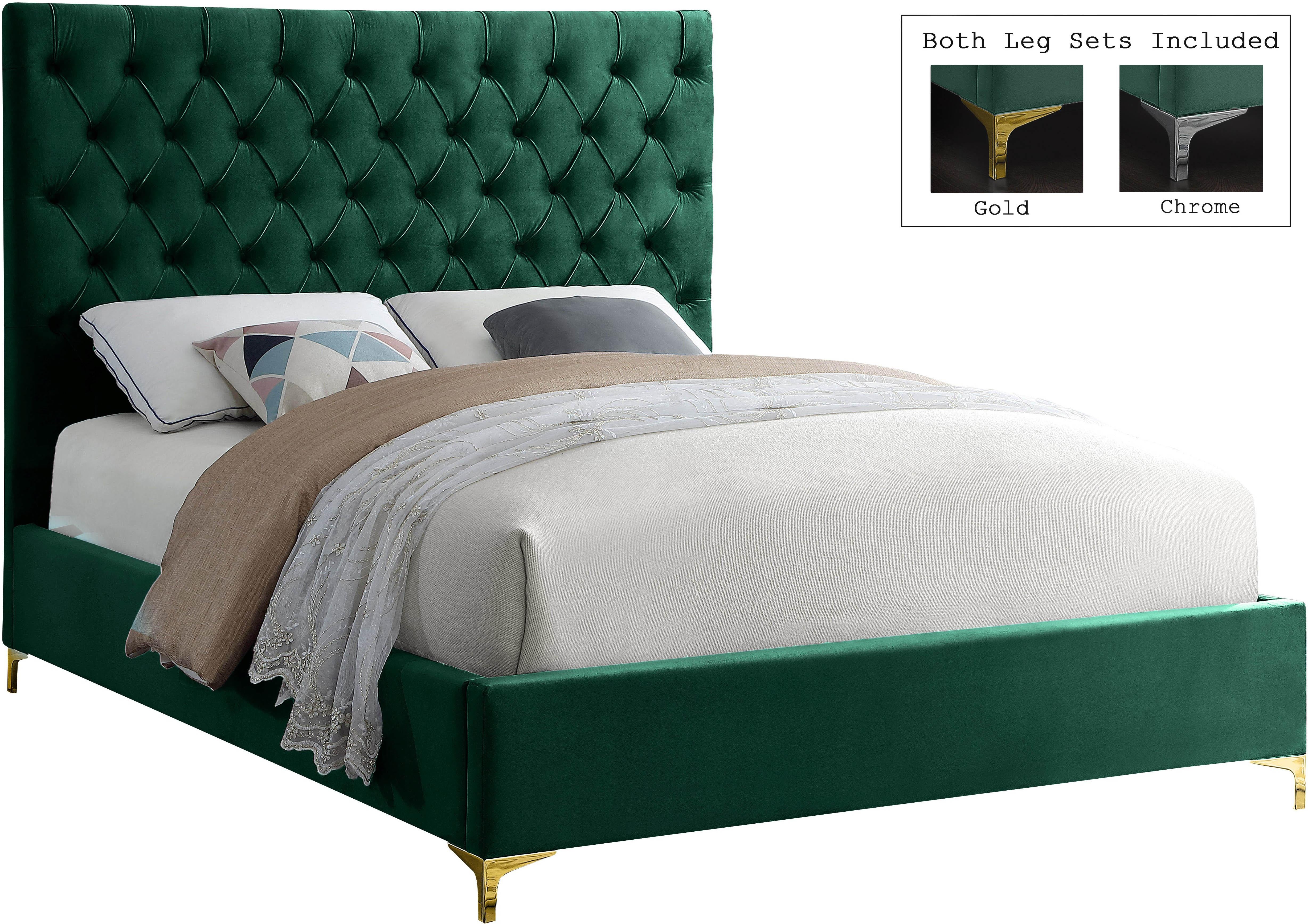 Cruz Green Velvet King Bed - Luxury Home Furniture (MI)