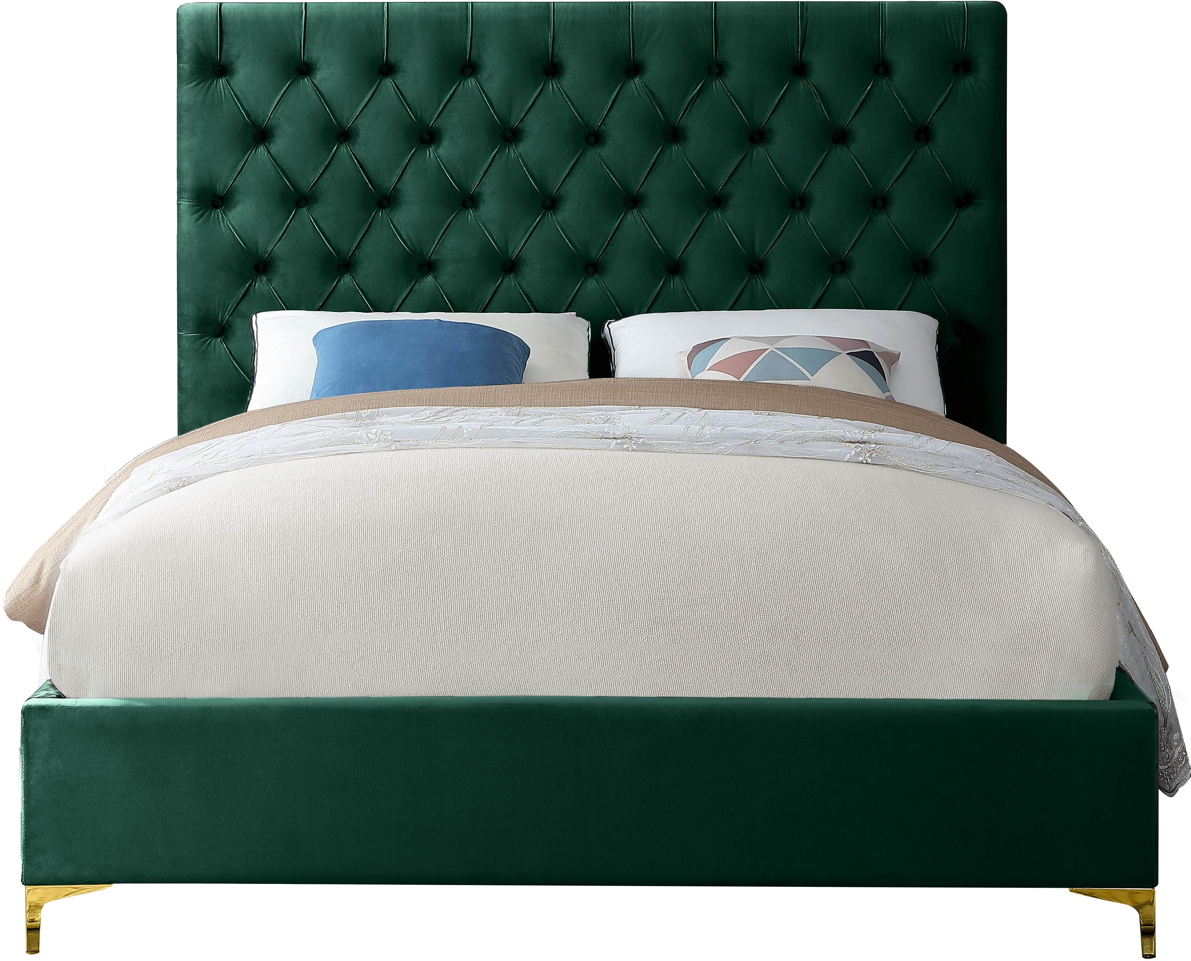 Cruz Green Velvet King Bed - Luxury Home Furniture (MI)