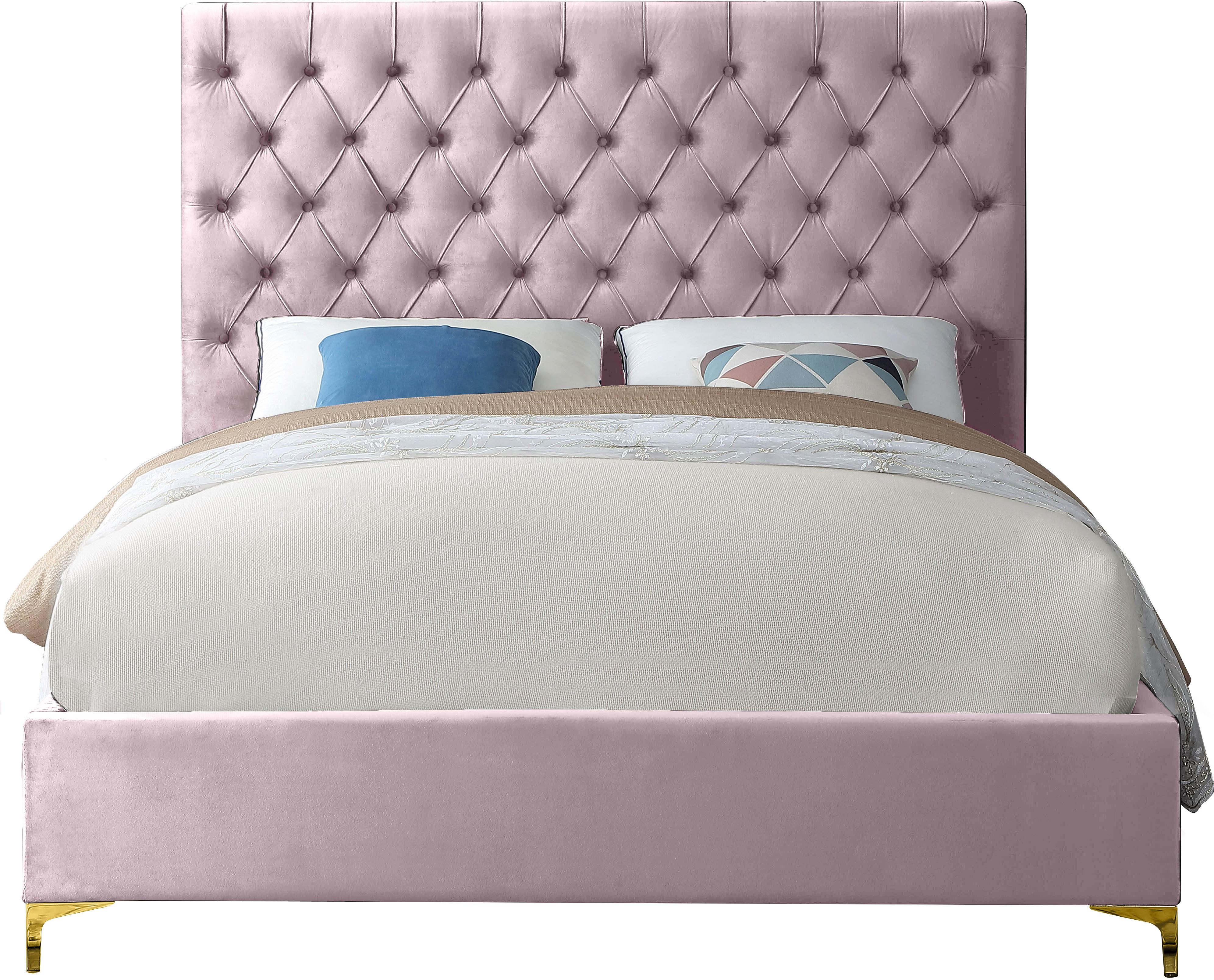 Cruz Pink Velvet Full Bed - Luxury Home Furniture (MI)