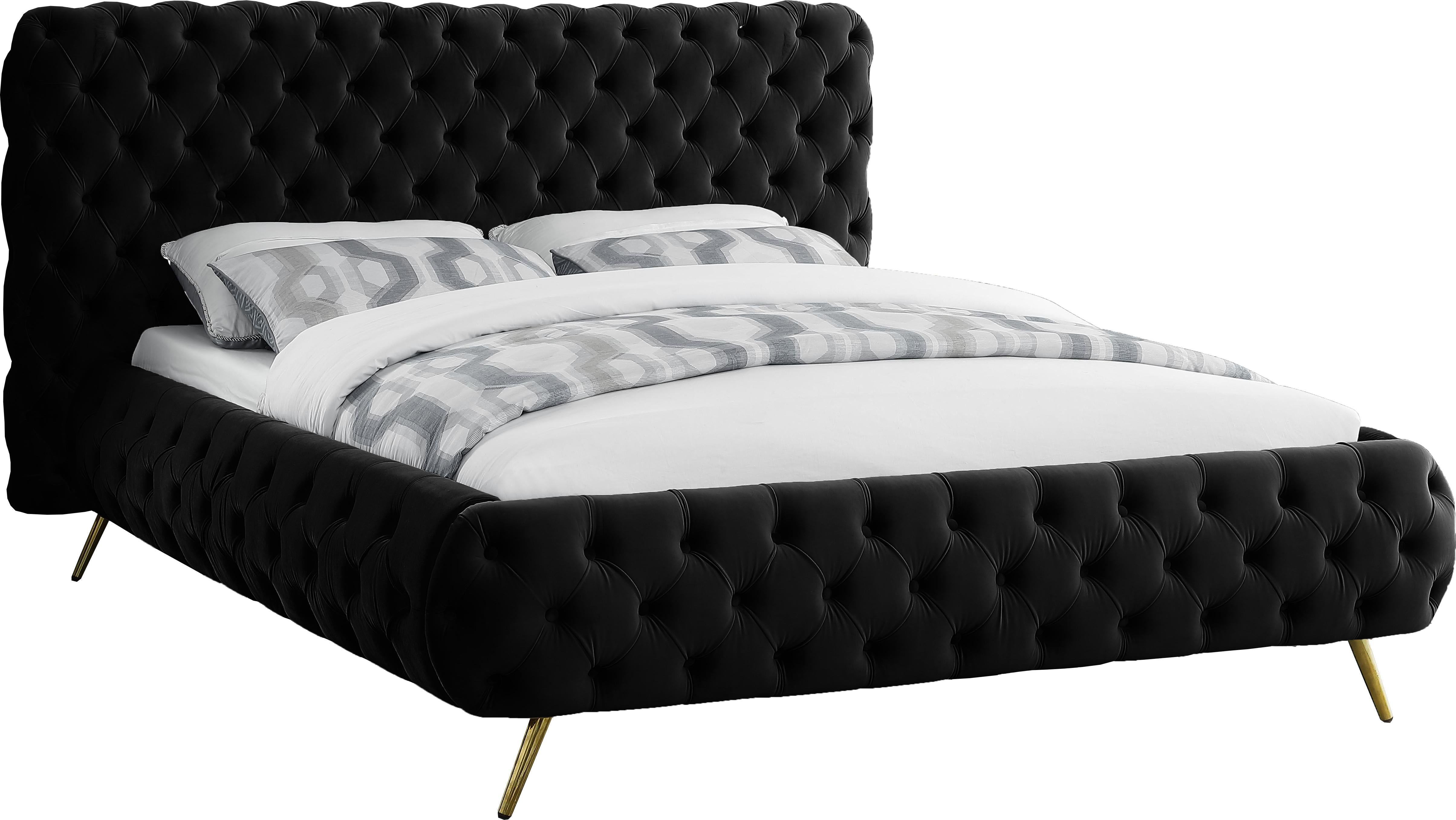 Delano Black Velvet King Bed