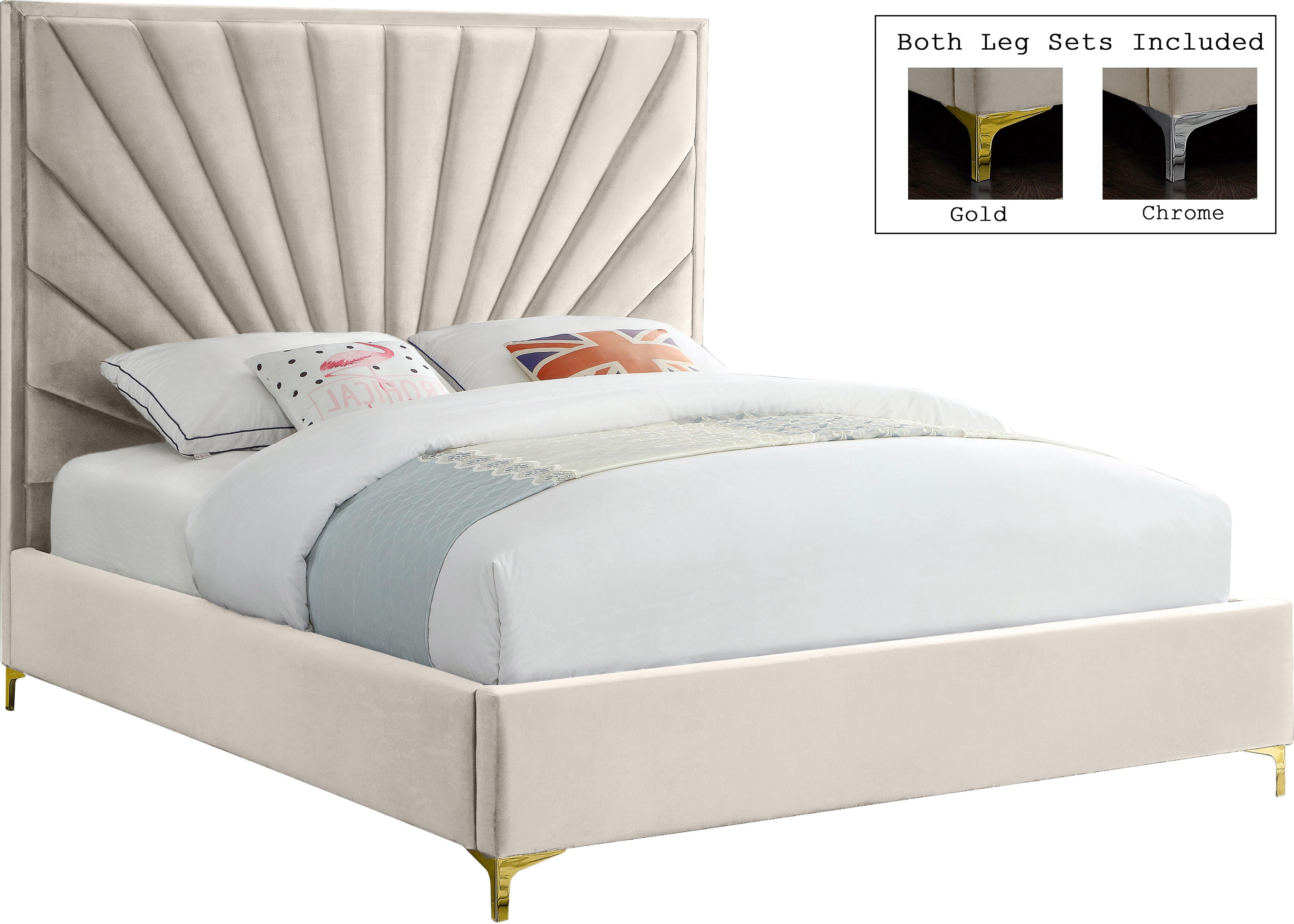 Eclipse Cream Velvet Queen Bed - Luxury Home Furniture (MI)
