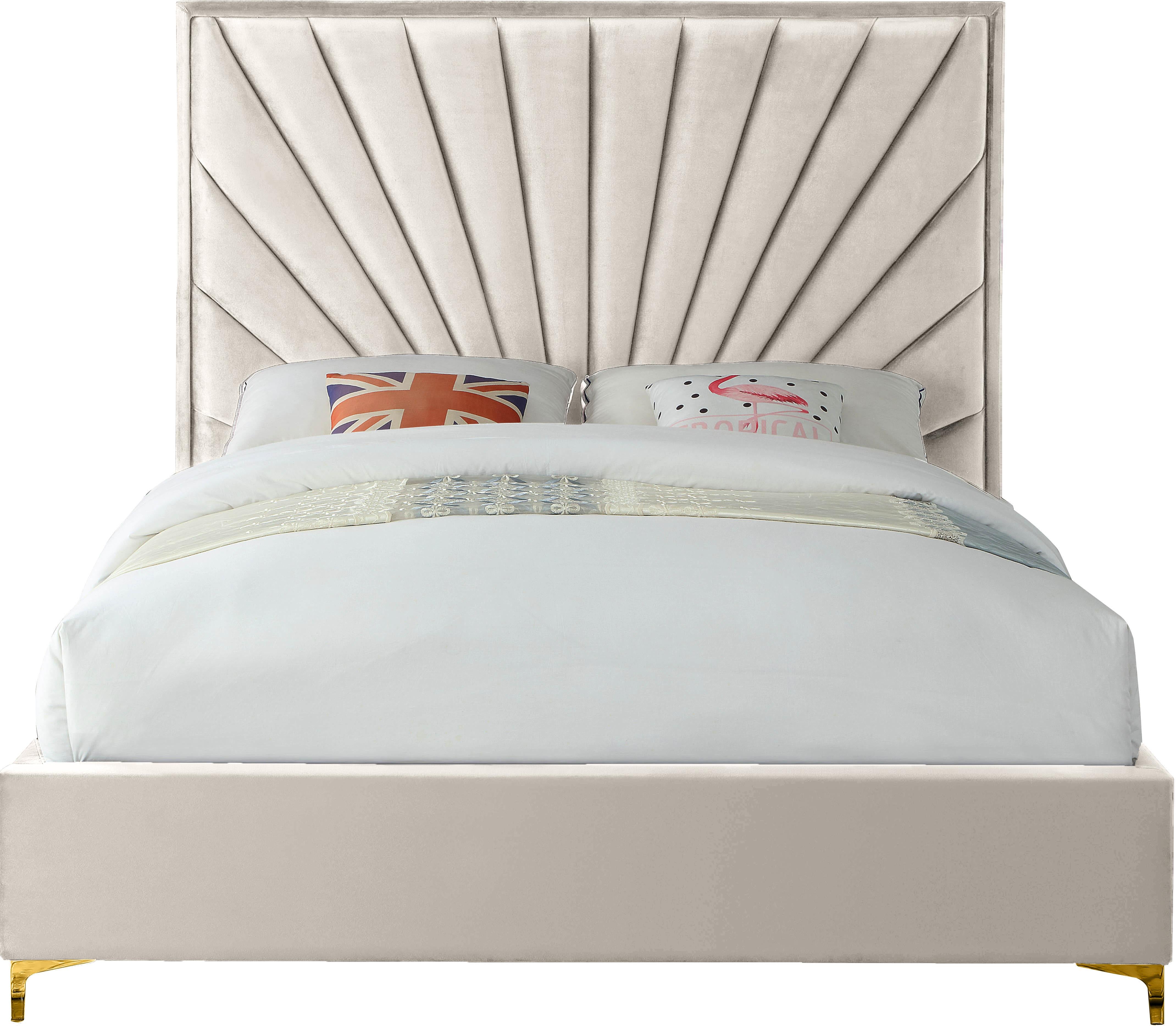 Eclipse Cream Velvet King Bed - Luxury Home Furniture (MI)